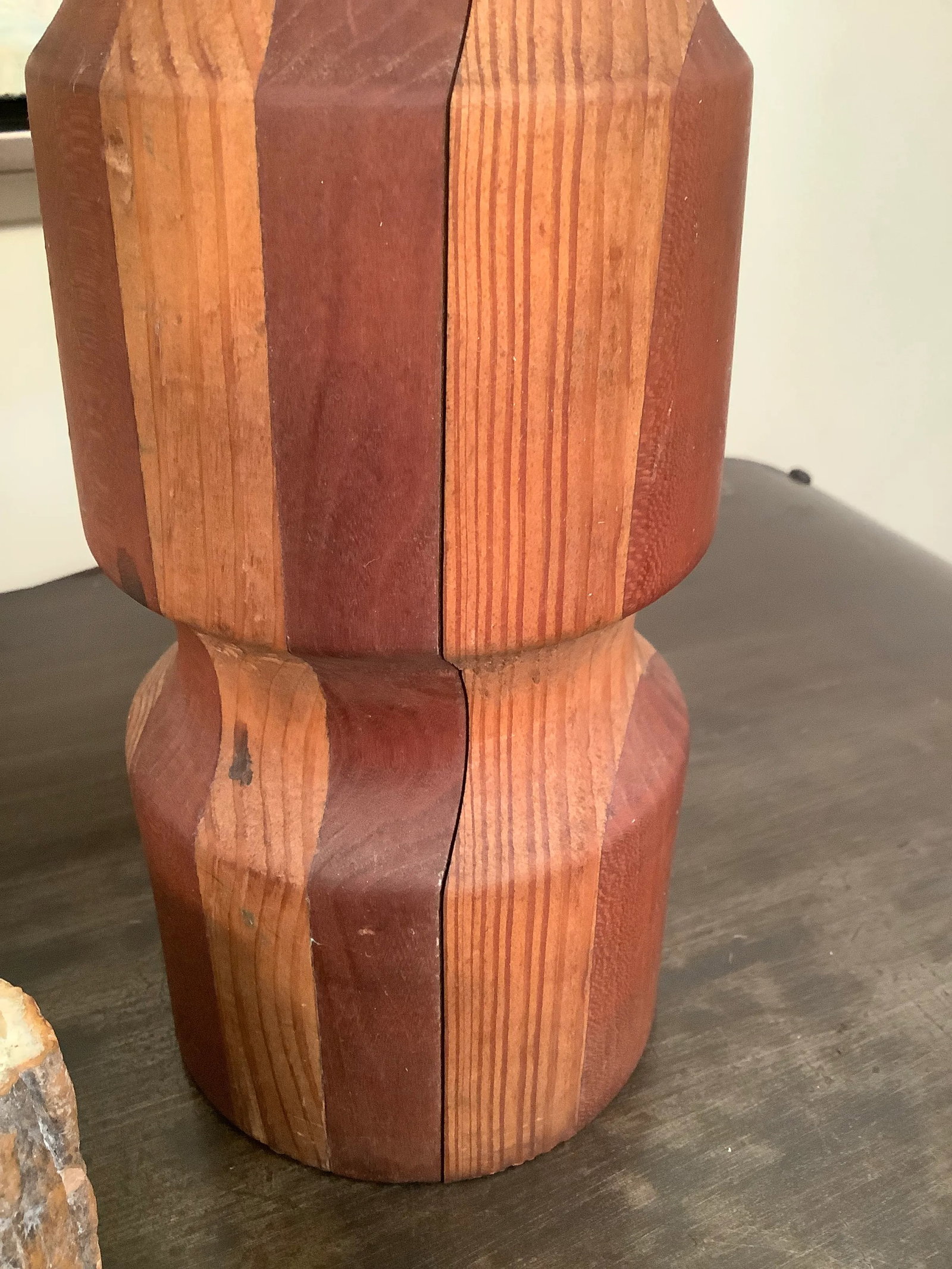 Vintage Late 20th Century Tall Handmade Wood Lamp - 6