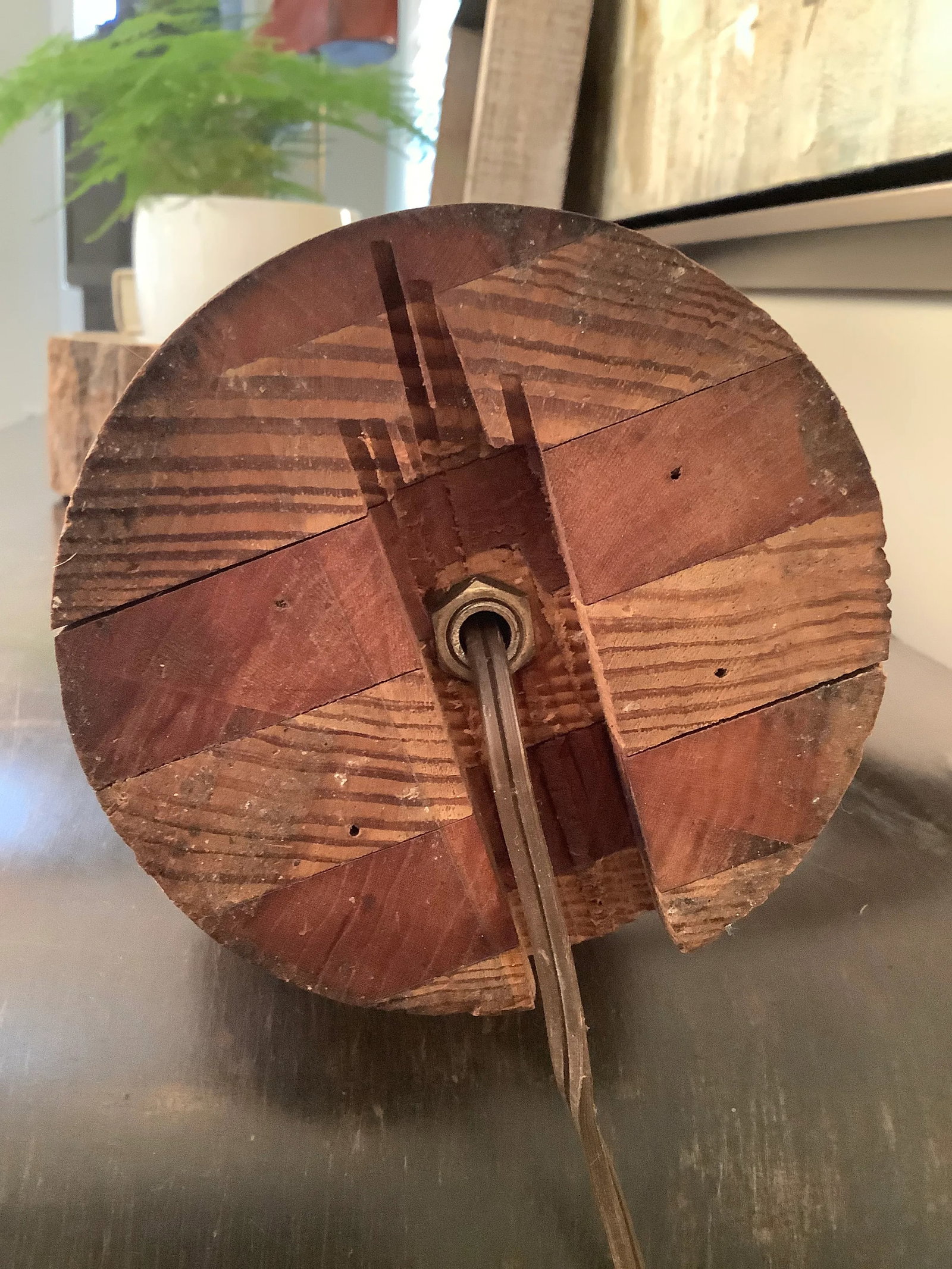Vintage Late 20th Century Tall Handmade Wood Lamp - 8