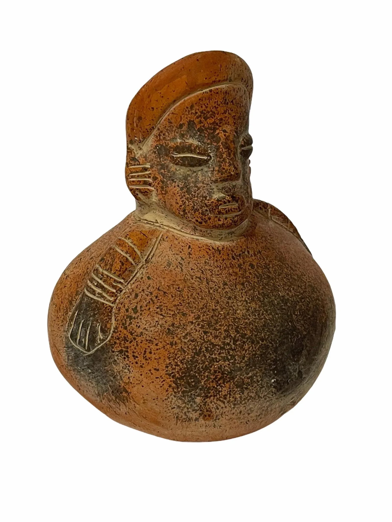 Vintage Hand-Sculpted Ceramic South American Pre Colombian-Style Vase - 10
