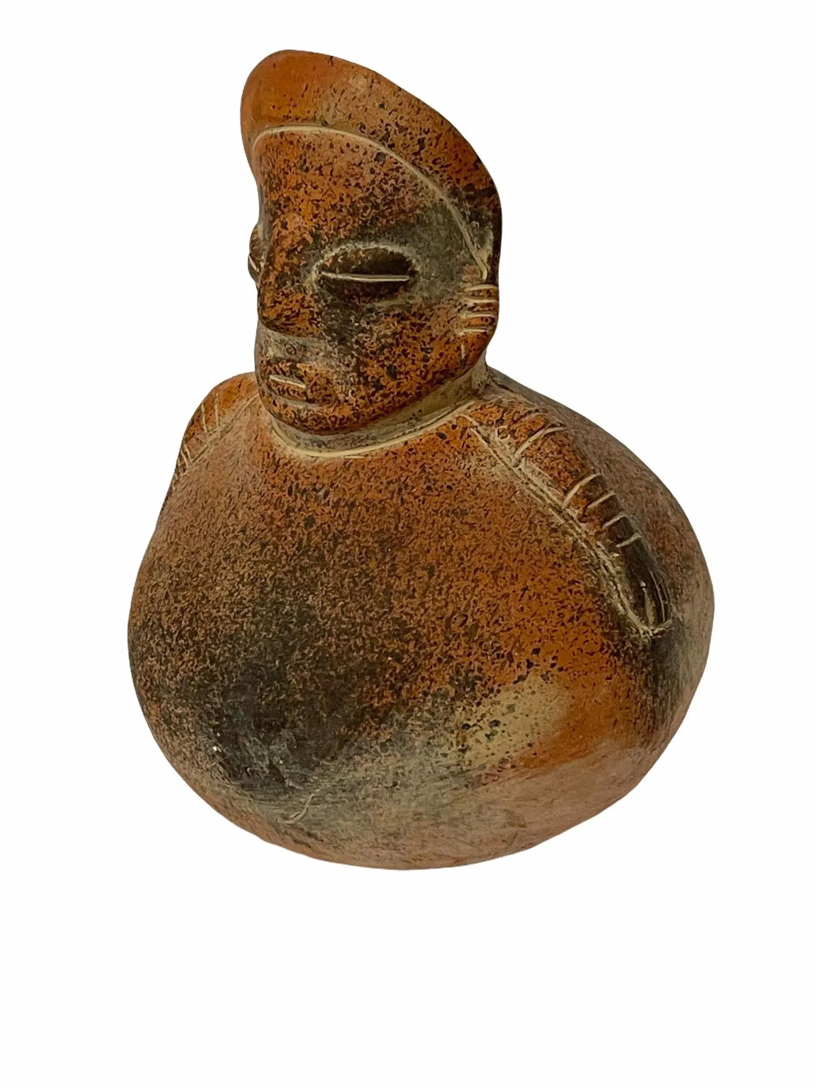 Vintage Hand-Sculpted Ceramic South American Pre Colombian-Style Vase - 3