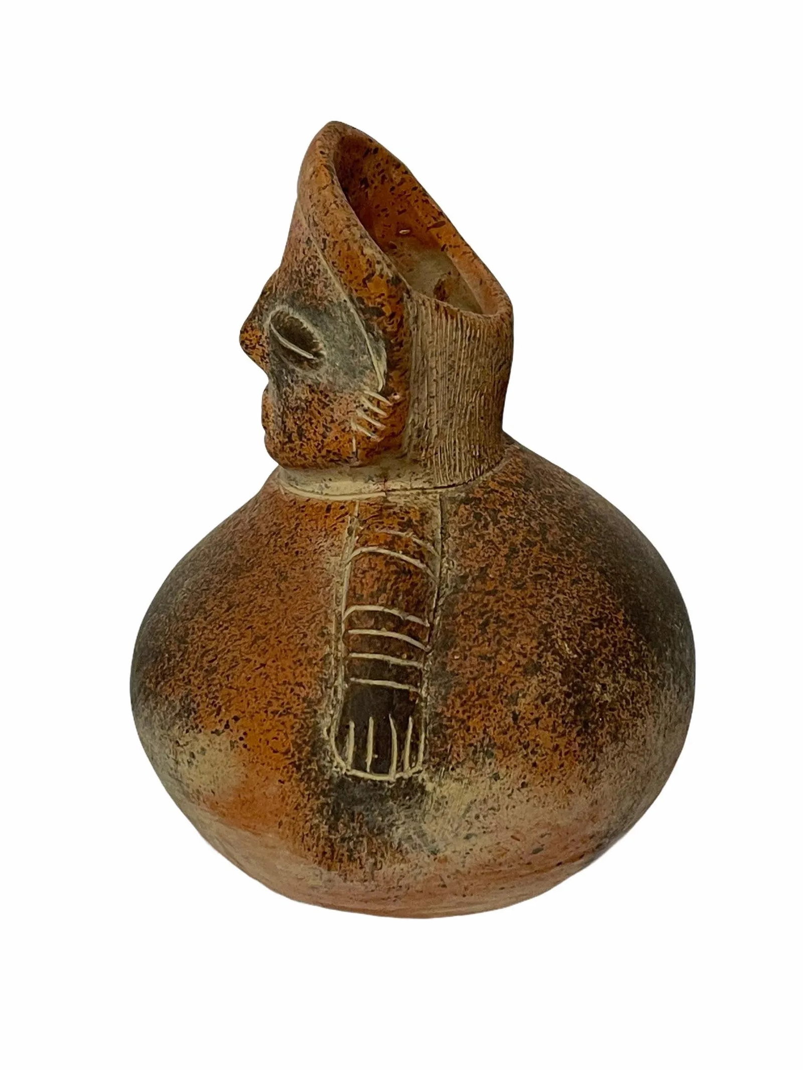 Vintage Hand-Sculpted Ceramic South American Pre Colombian-Style Vase - 7
