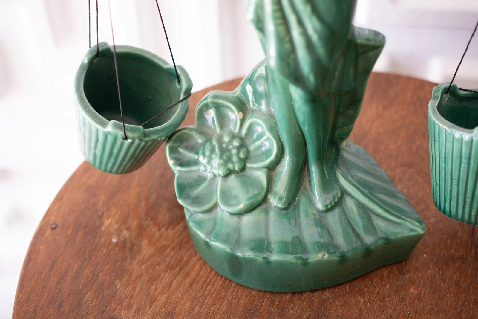 1940s Vintage Gonder Ceramic Pottery Green Female Libra Sculpture - 4
