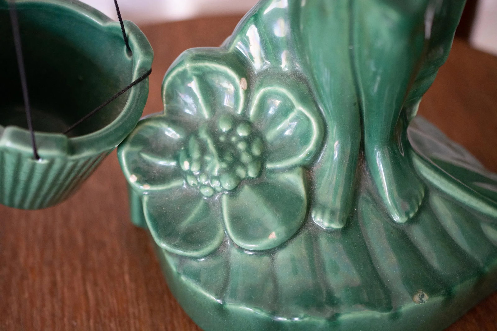 1940s Vintage Gonder Ceramic Pottery Green Female Libra Sculpture - 8