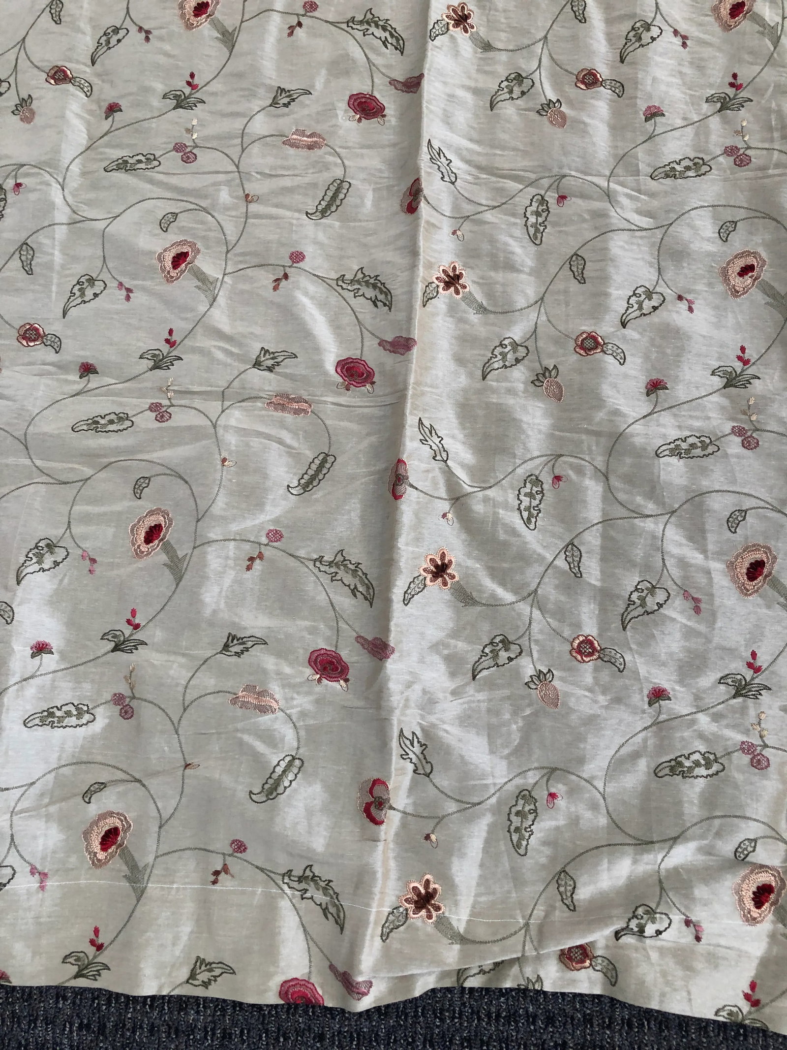 James Hare Silk Embroidery Fabric- 2.75 Yards in Soft Green - 3
