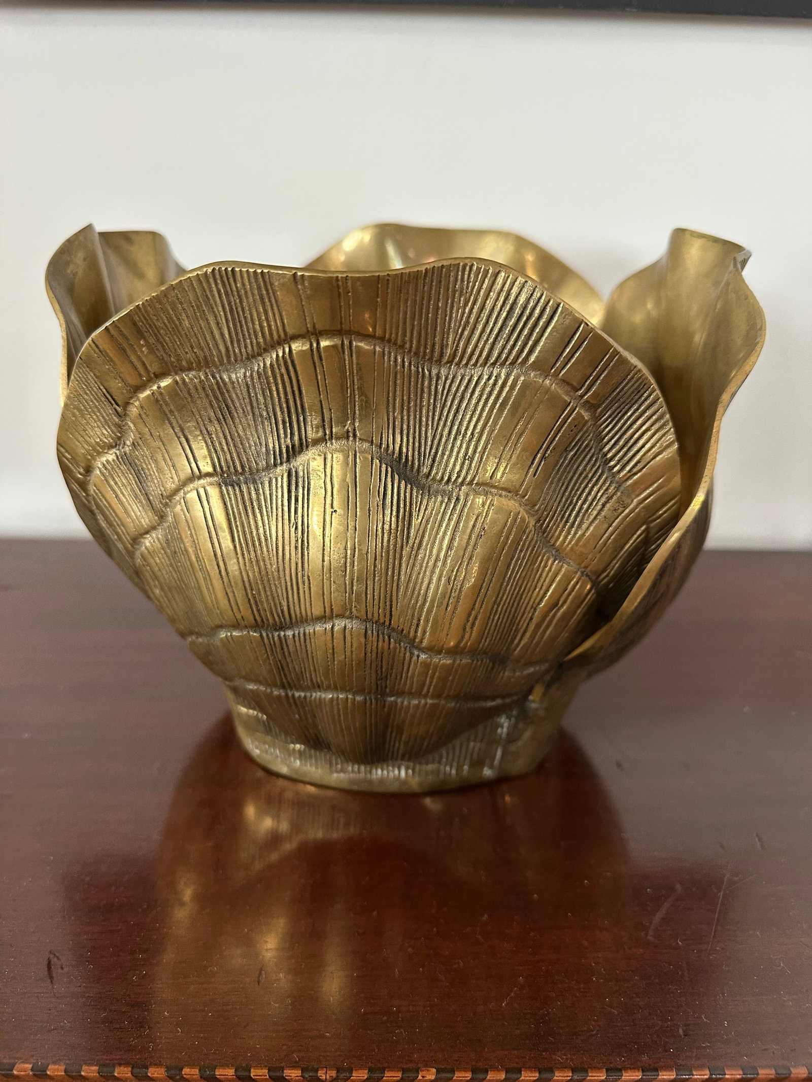 Vintage Mid-Century Brass Seashell Planter - 5