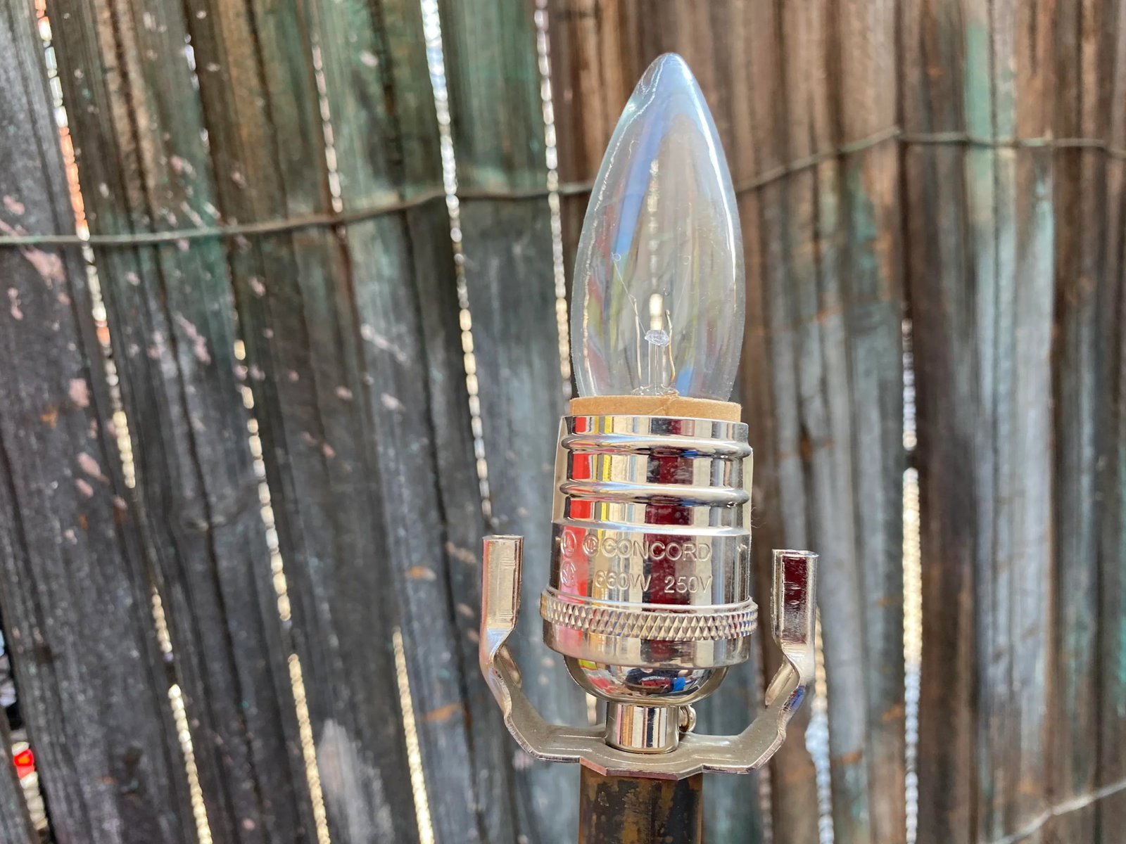 Aged Bronze Bamboo Form Lantern Wall Sconce - 10