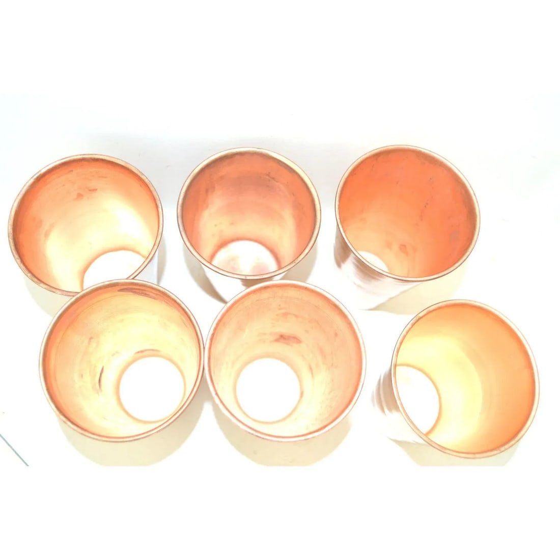 100% Pure Copper Beakers Set 6 Lot Vase Shot Glasses Beer Sake Vintage Metal - 2