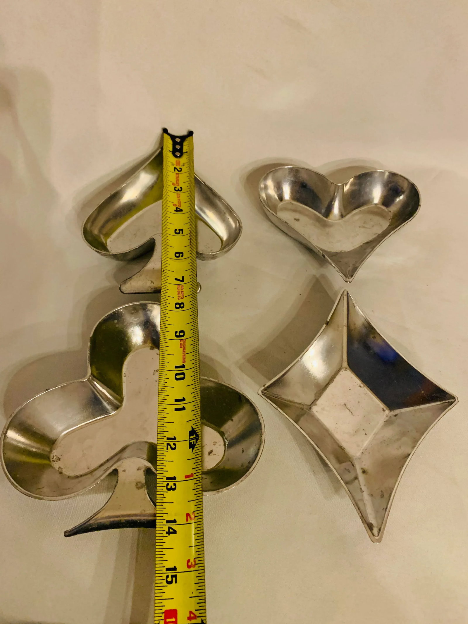 Vintage Tin/Aluminum Poker Nut Dishes- Set of 4 - 12