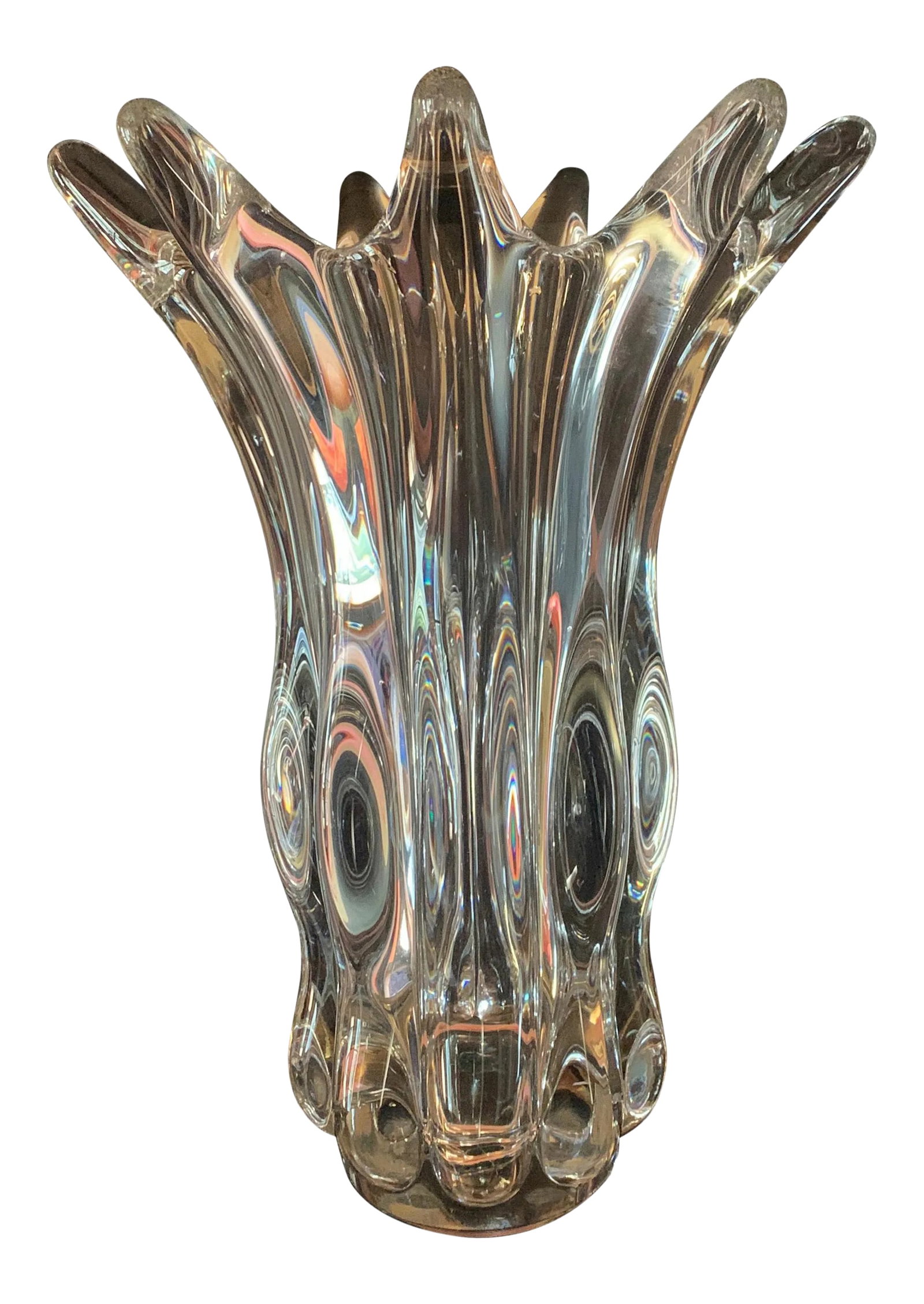 Vannes France Crystal Vase: A stunning crystal vase - 'Made in France', and a compliment any room on a center table, dining table or mantle... The look of water splashing in motion is represented here in great detail. The piece