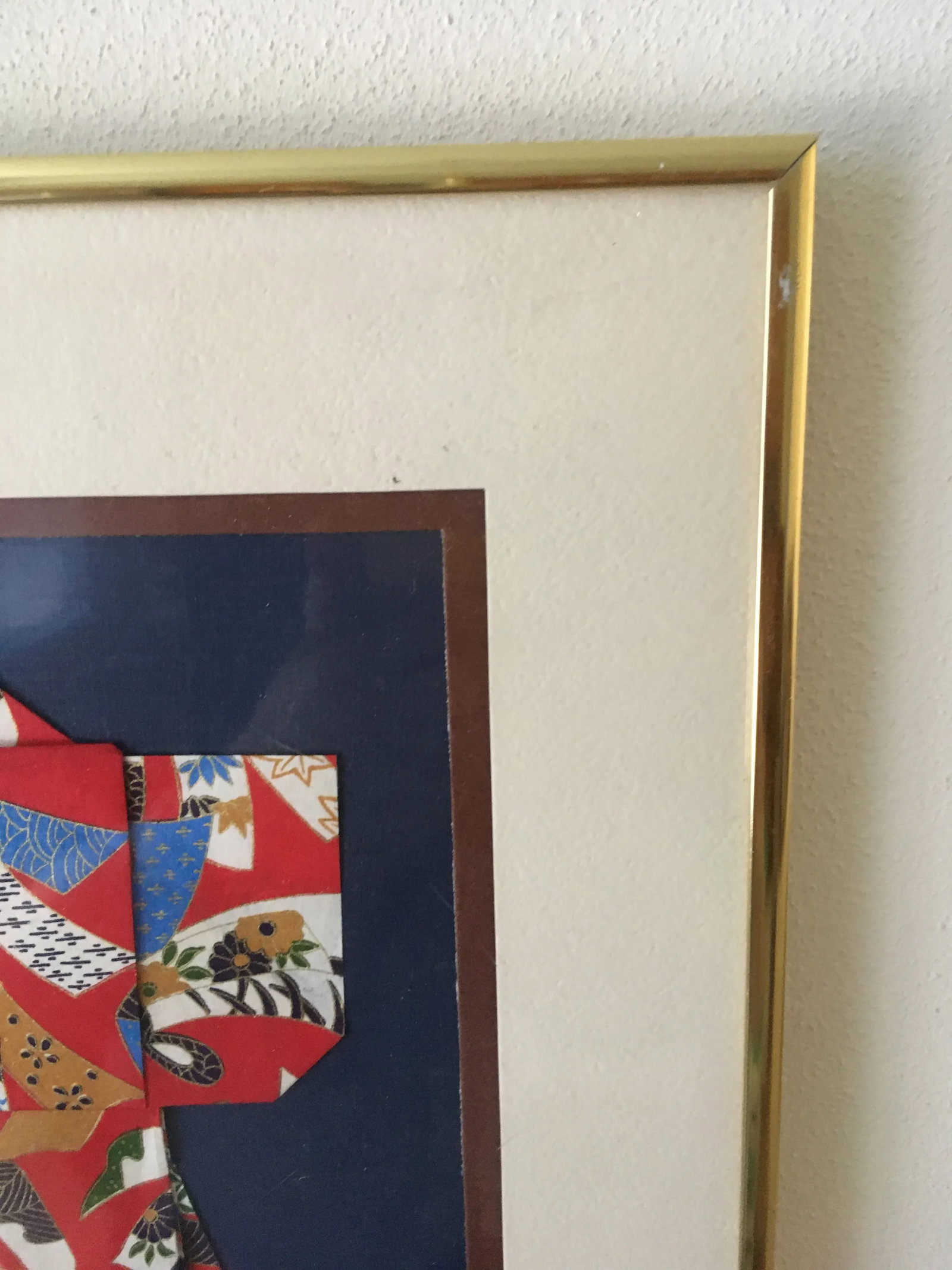 "Kimono" Hida Takayama Chiyogami Yuzen Washi Paper Art by E.Koby, Framed - 2