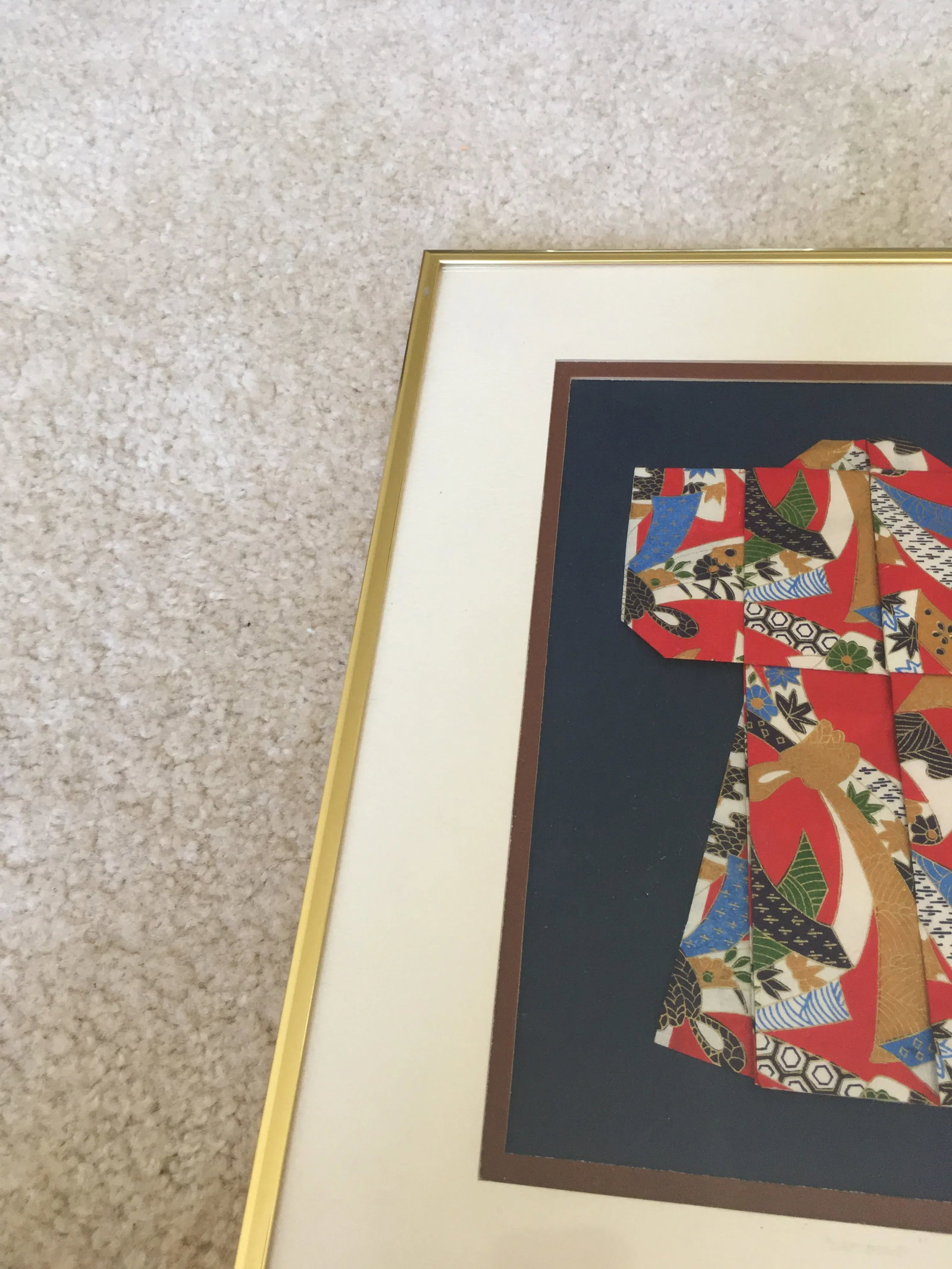 "Kimono" Hida Takayama Chiyogami Yuzen Washi Paper Art by E.Koby, Framed - 7