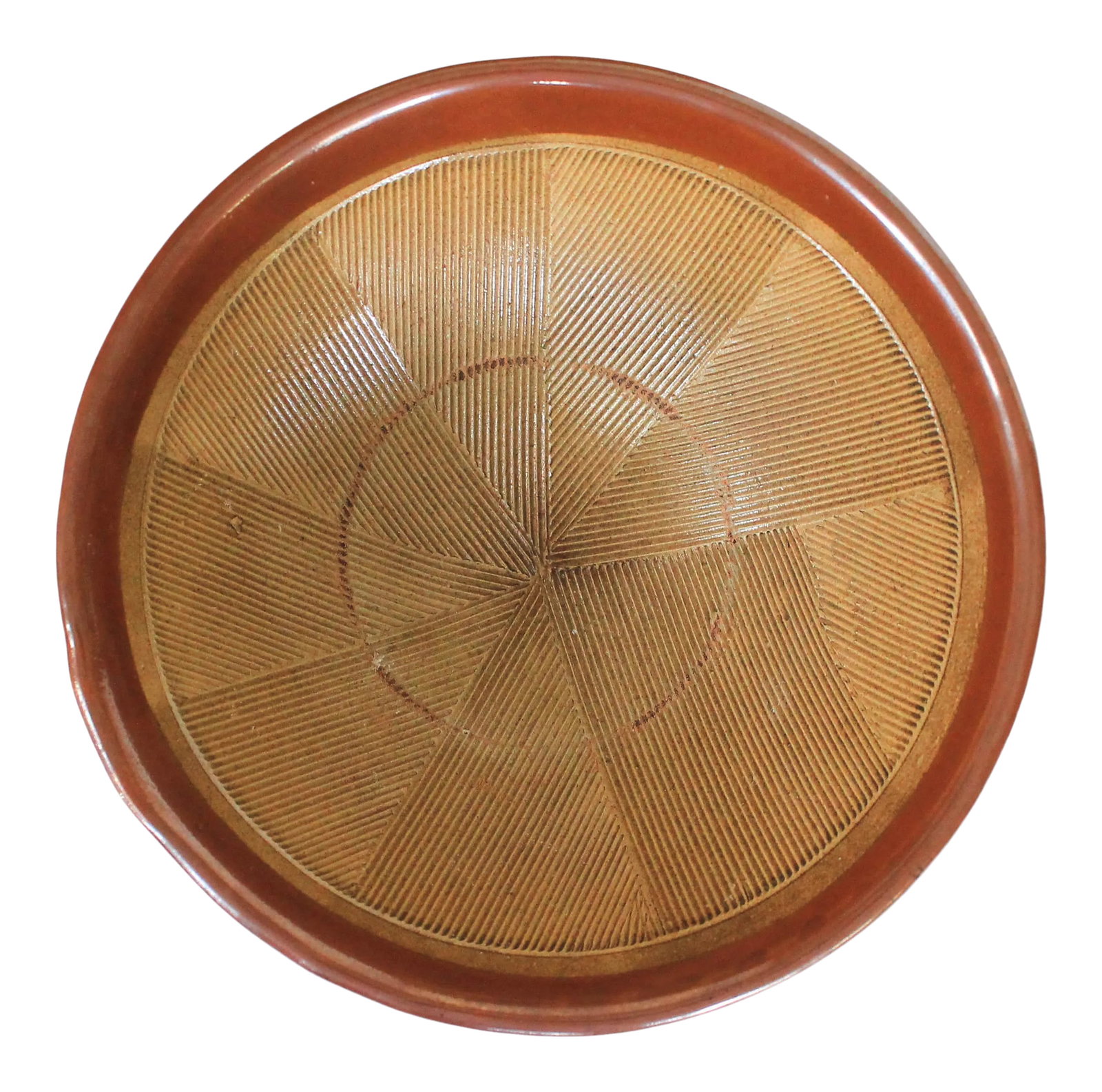 Japanese Grinding Bowl: Traditional Japanese grinding bowl. This bowl is used with a pestle in Japanese cooking to crush different ingredients such as sesame seeds and spices. Minor signs of age wear. Makers mark on the
