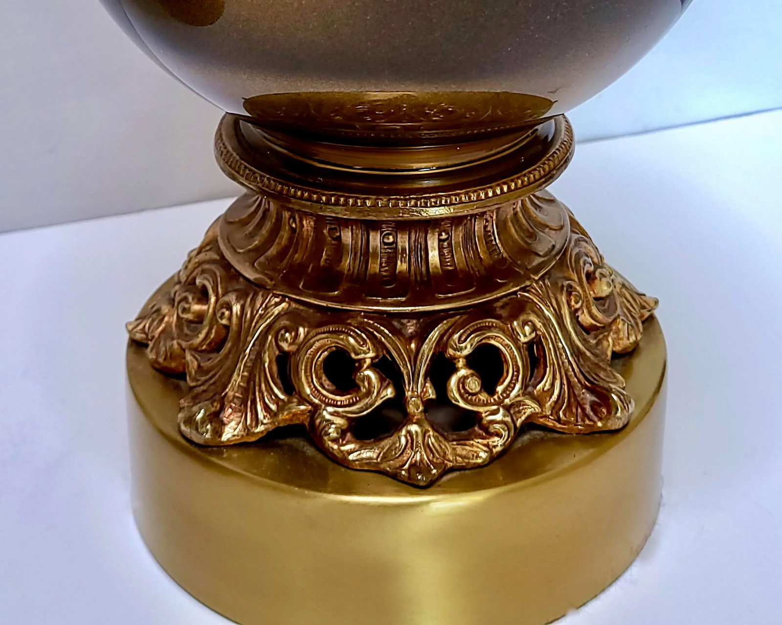 1950s Hollywood Regency Gold Satin Glass Cornell Table Lamps - a Pair - 6