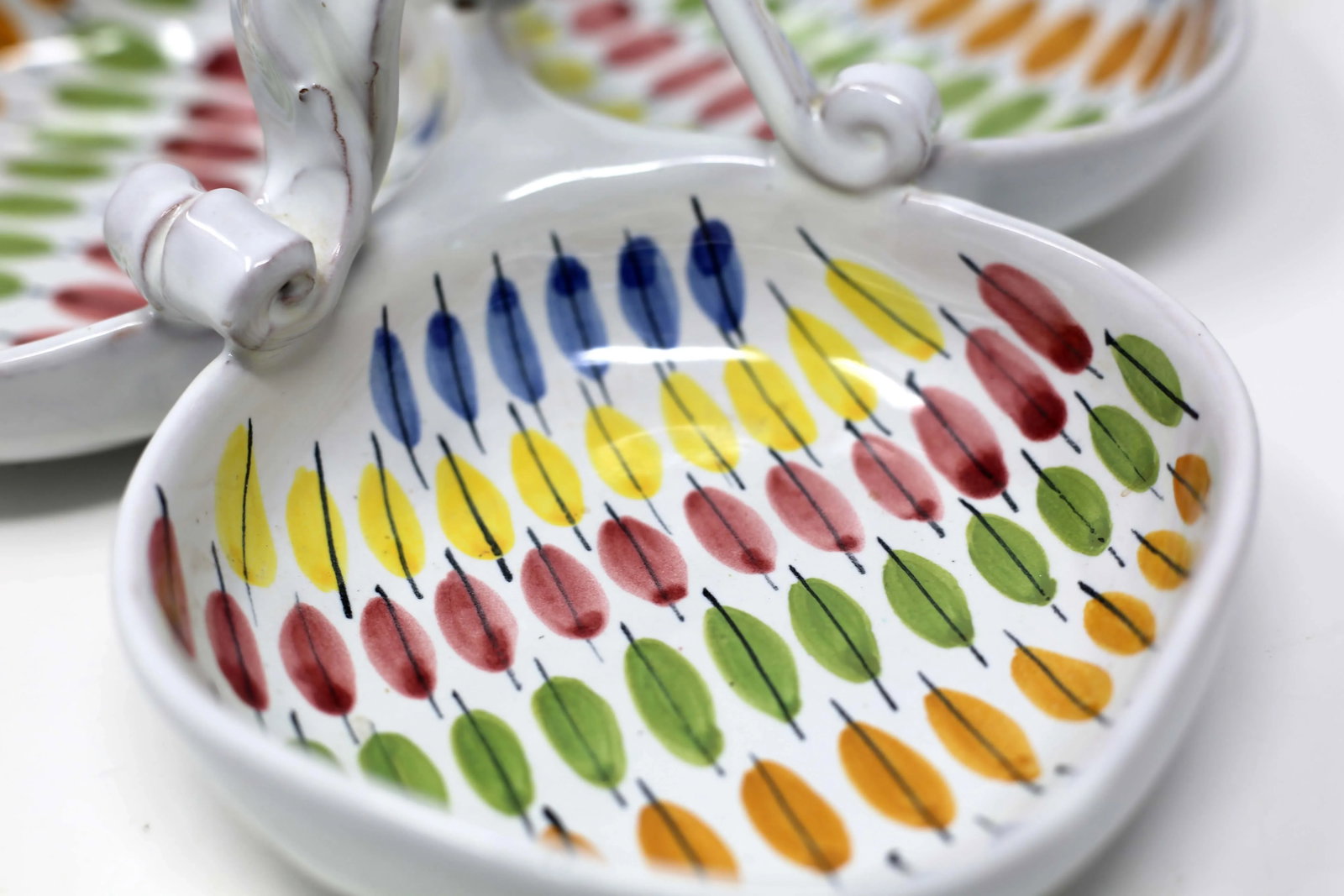 Vintage "Multi-Color Plume" Italian Serving Platter by B/3 Pottery - 4