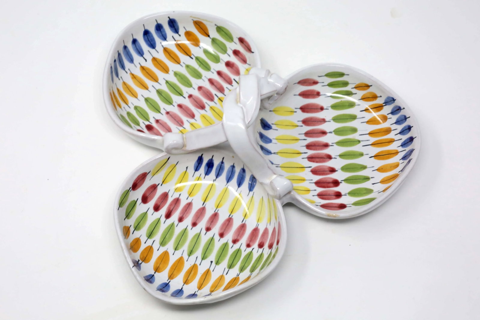 Vintage "Multi-Color Plume" Italian Serving Platter by B/3 Pottery - 8