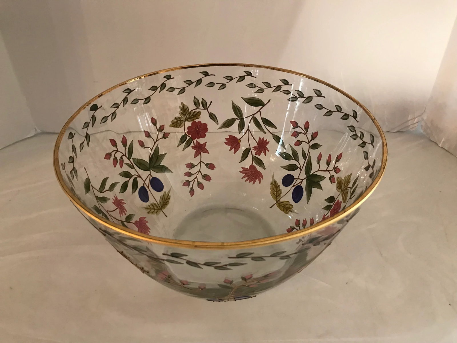 Crystal Clear Hand Painted "Amelia" 11' Bowl With 22kt Gold Accents - 2