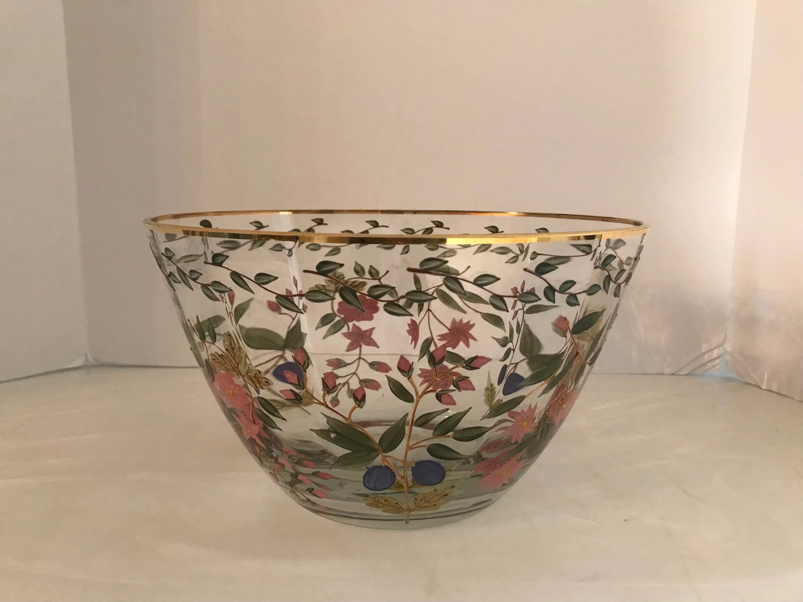 Crystal Clear Hand Painted "Amelia" 11' Bowl With 22kt Gold Accents - 4