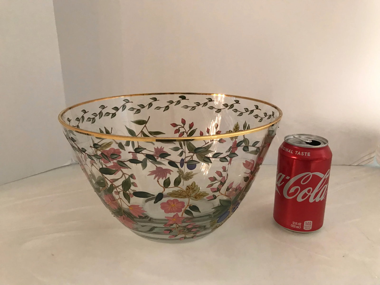 Crystal Clear Hand Painted "Amelia" 11' Bowl With 22kt Gold Accents - 6