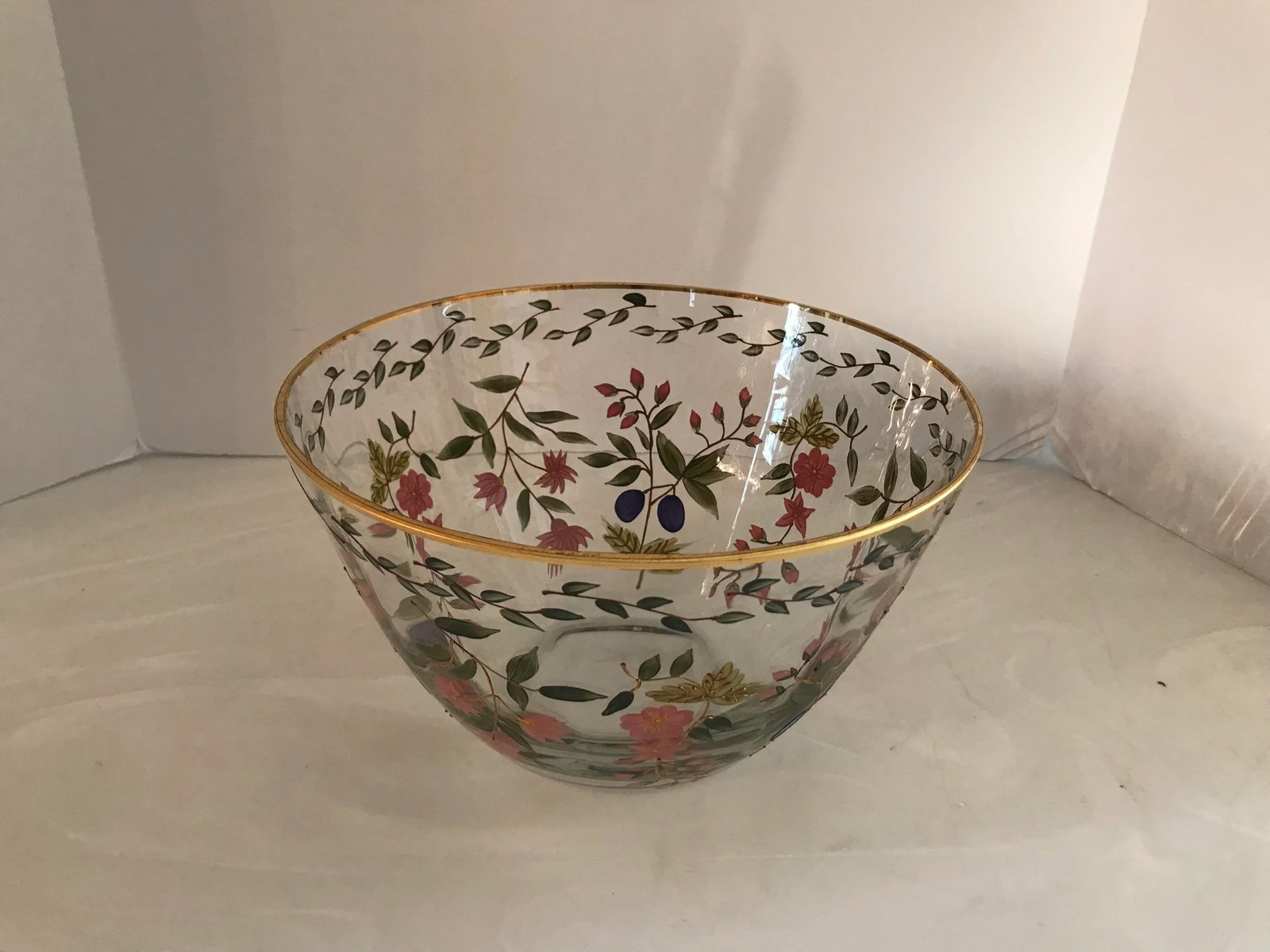 Crystal Clear Hand Painted "Amelia" 11' Bowl With 22kt Gold Accents - 7