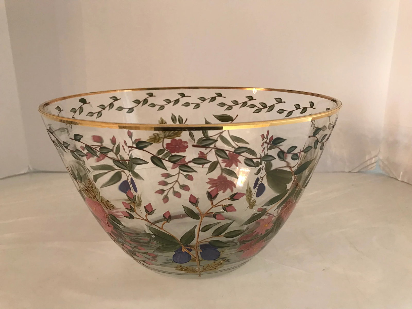 Crystal Clear Hand Painted "Amelia" 11' Bowl With 22kt Gold Accents - 8