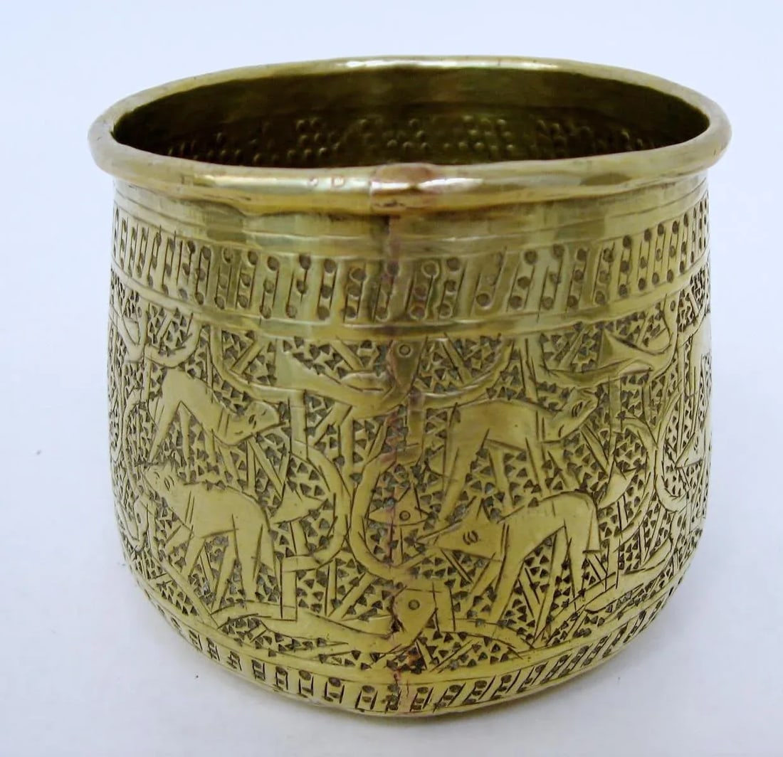 Late 19th Century Middle Eastern Brass Cup - 3