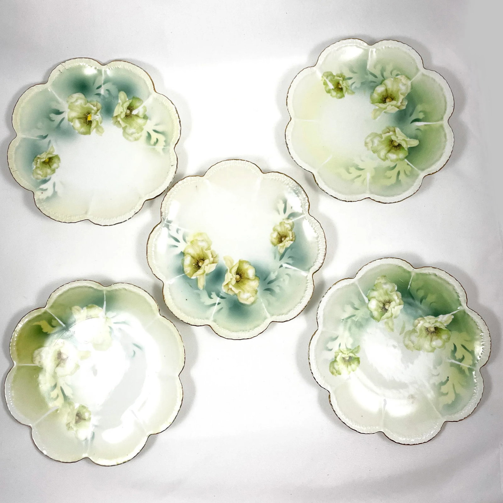 Antique Reinhold Schlegelmilch German Porcelain Flower Plates - Set of 5 - 3