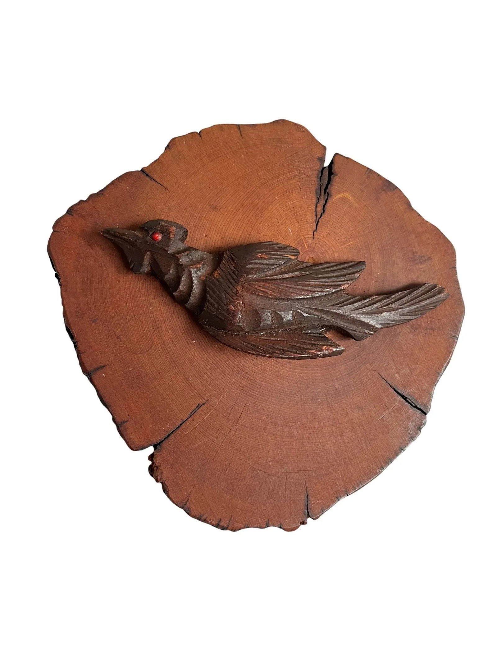 1970s Spancraft Handmade Wooden Live-Edge Trinket Box With Carved Bird - 5