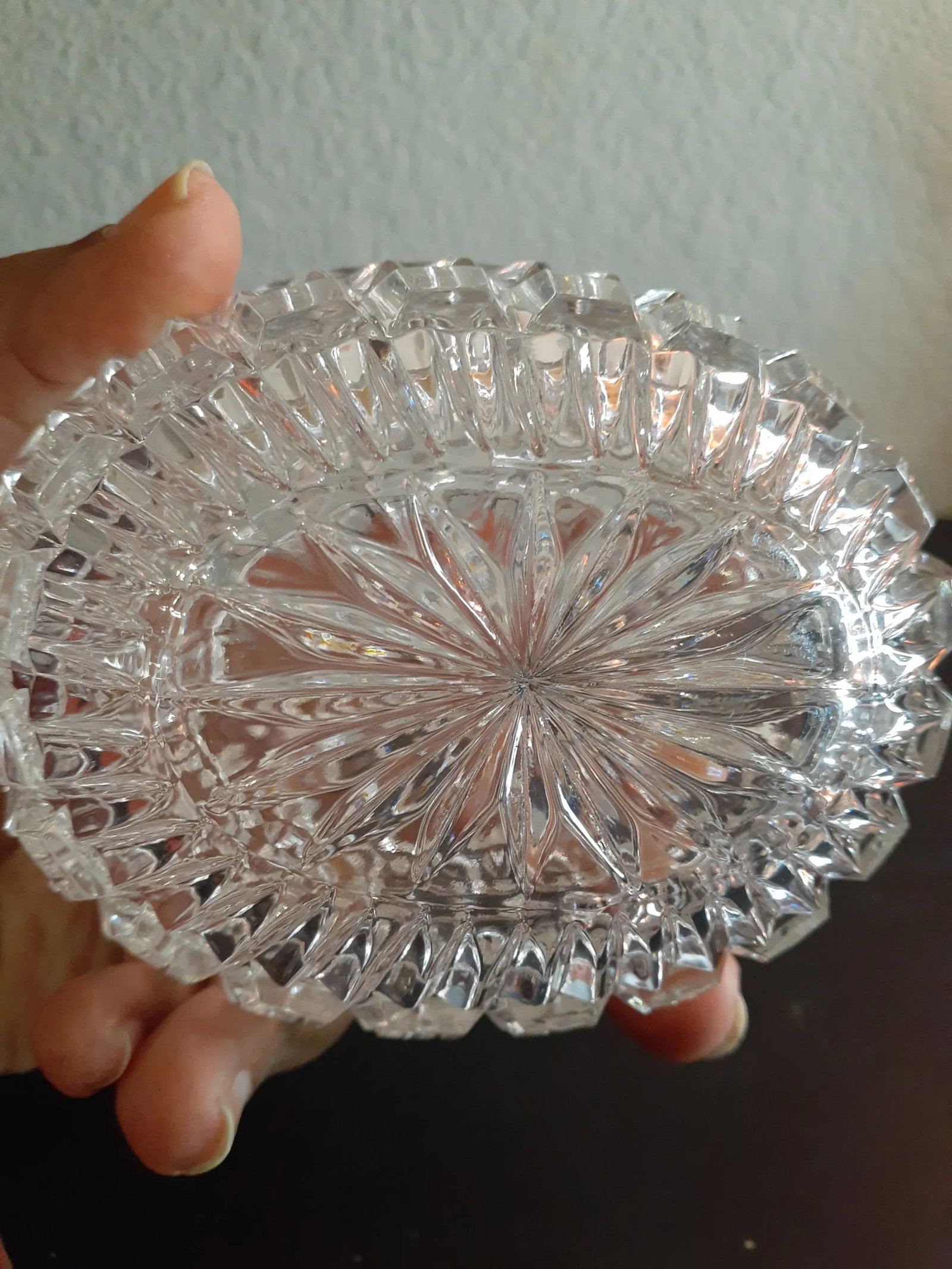 1970s Clear Cut Crystal Oval Trinket Holder - 2
