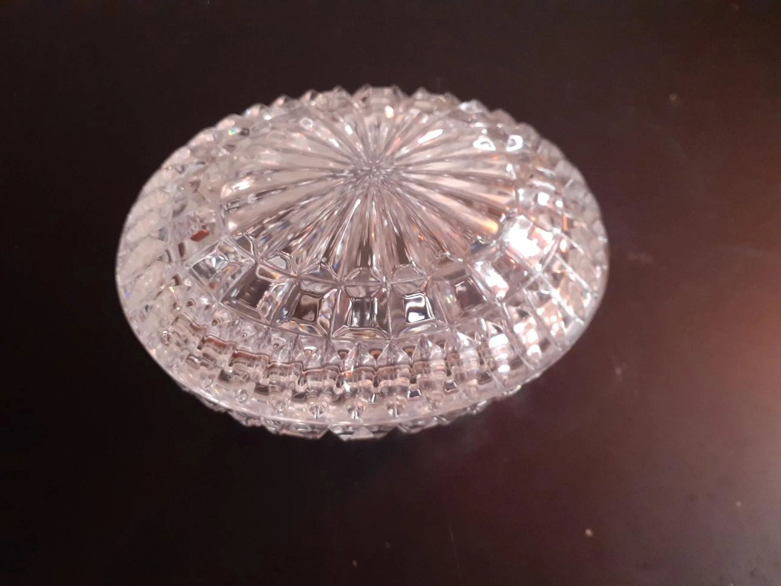 1970s Clear Cut Crystal Oval Trinket Holder - 4