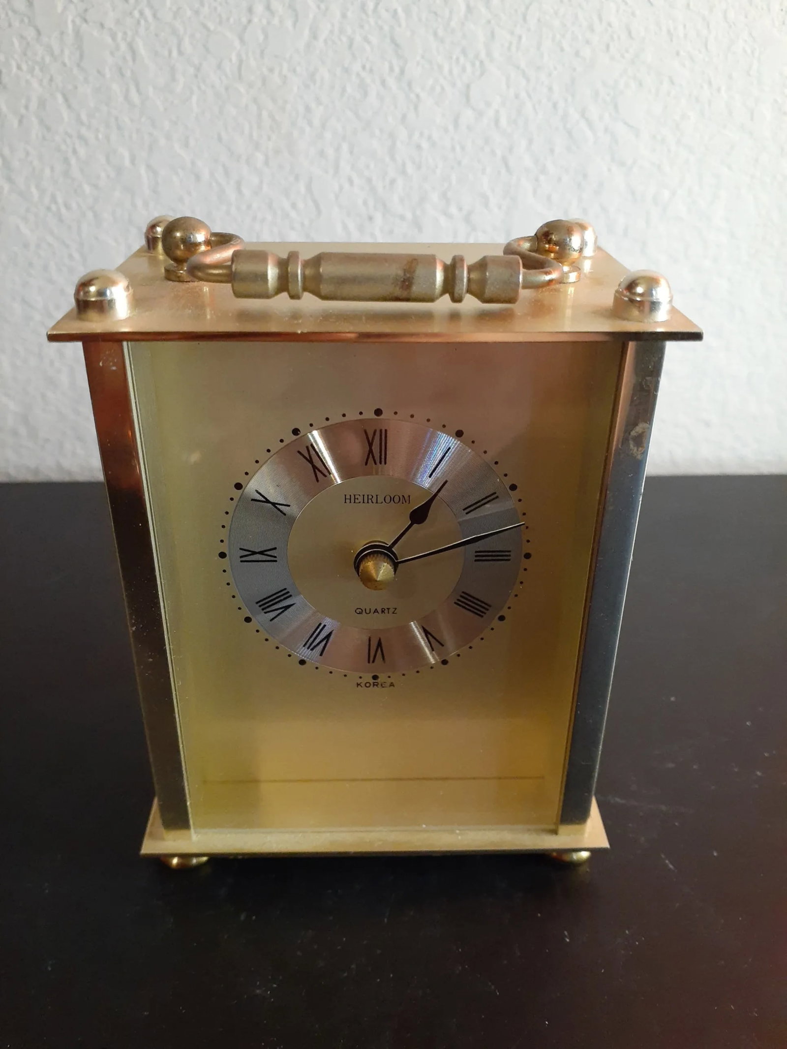 1970s Heirloom Brass Mantle or Desk Quartz Clock - 4