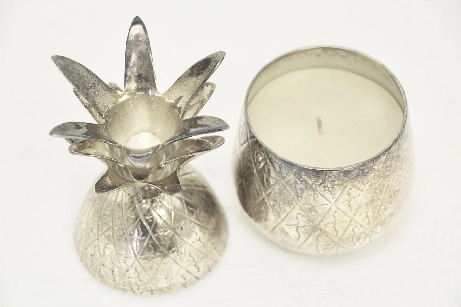 Silverplated Etched Pineapple Indian Votive Candleholder - 4