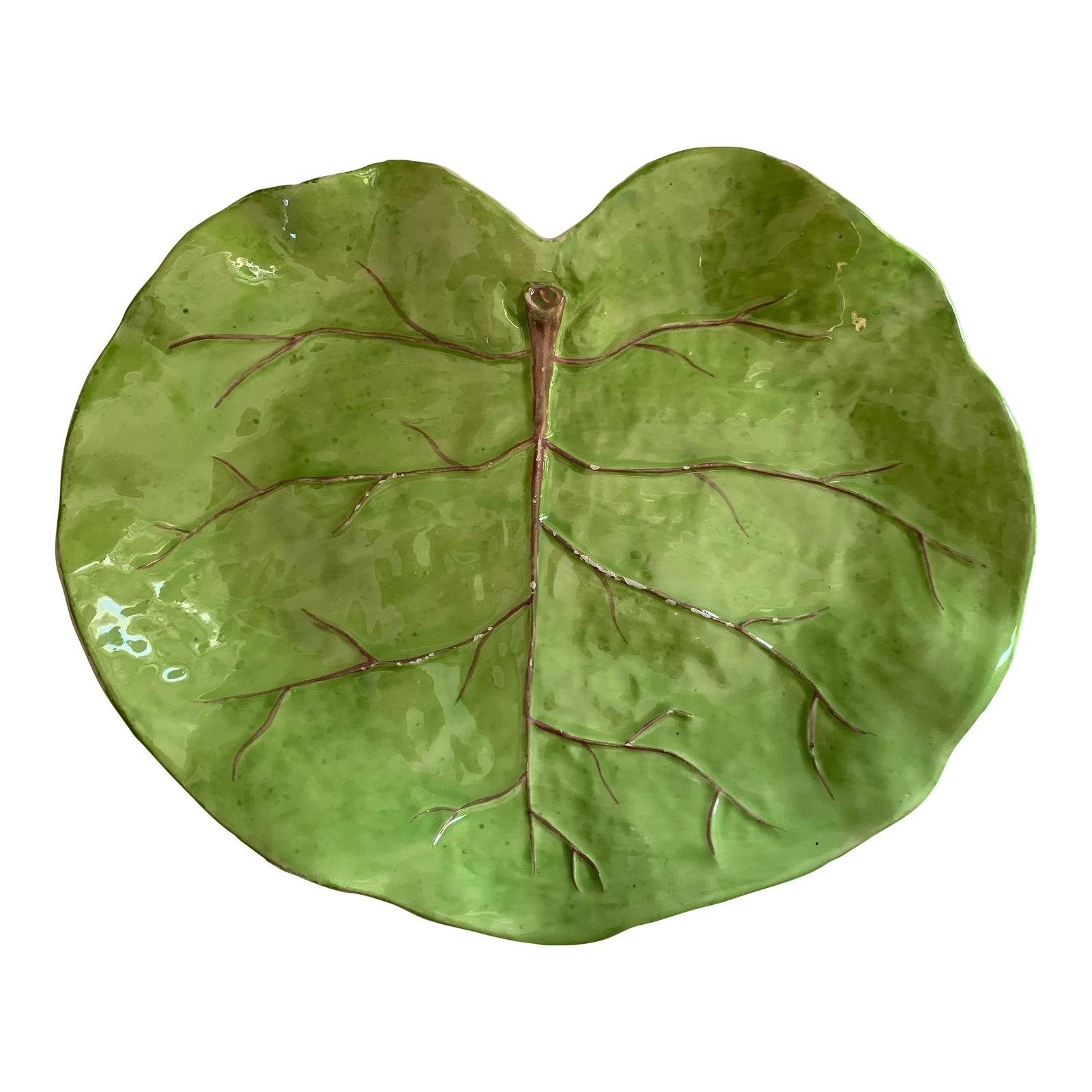 Mid 20th Century Porcelain Leaf Platter, Made in Italy: Love this is a thin porcelain green leaf platter from Italy so could mix in with any table setting. Made in Italy in the mid 20th century. Condition: Alterations: Original Condition Unaltered