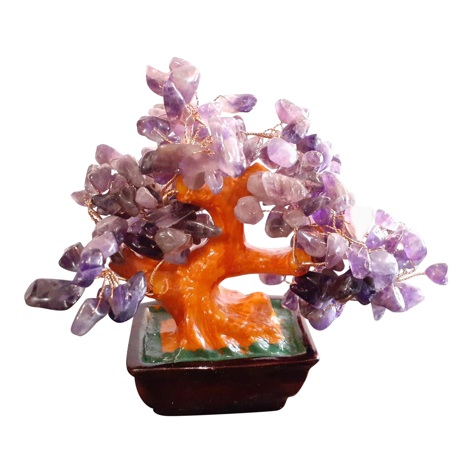 1980s Feng Shui Amethyst Crystal Bonsai Tree: This is a Feng Shui Amethyst Crystal 5" Bonsai Tree. Procured at an auction Condition: Alterations: Original Condition Unaltered Imperfections: Some Imperfections Condition Notes: No damage noted Mate