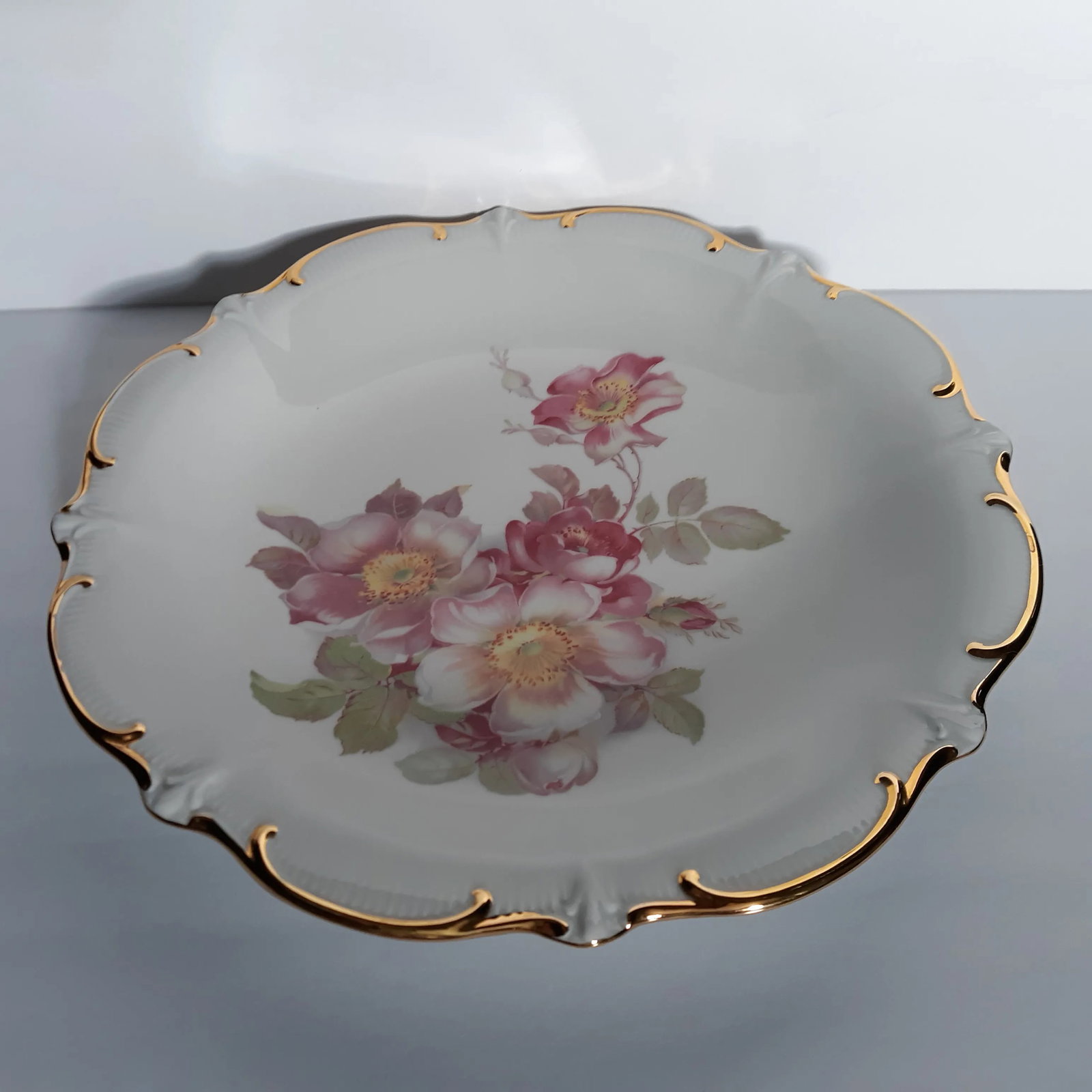 Vintage 1955 Schumann E & R Wild Rose Chop Plate Round Platter - 13
