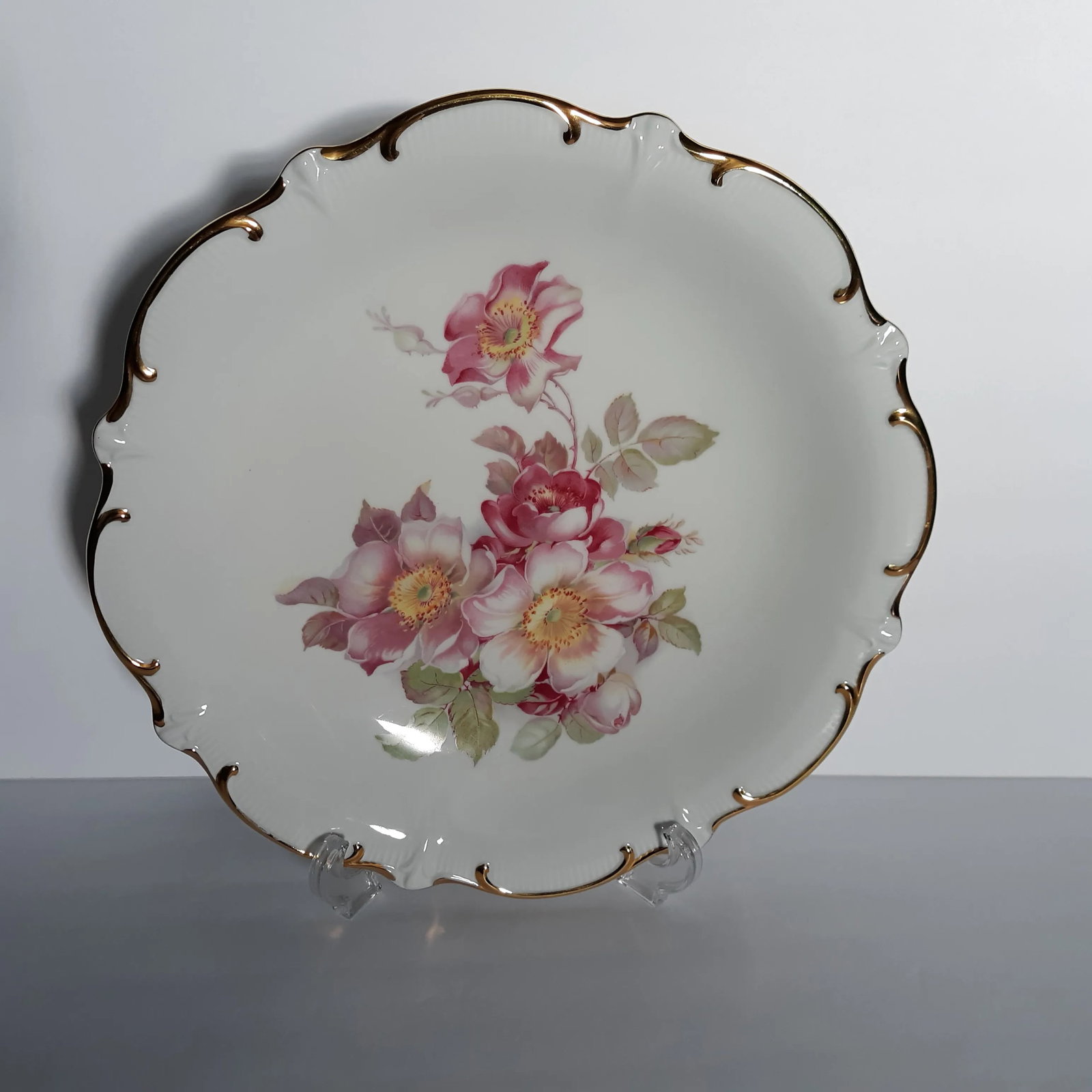 Vintage 1955 Schumann E & R Wild Rose Chop Plate Round Platter - 2
