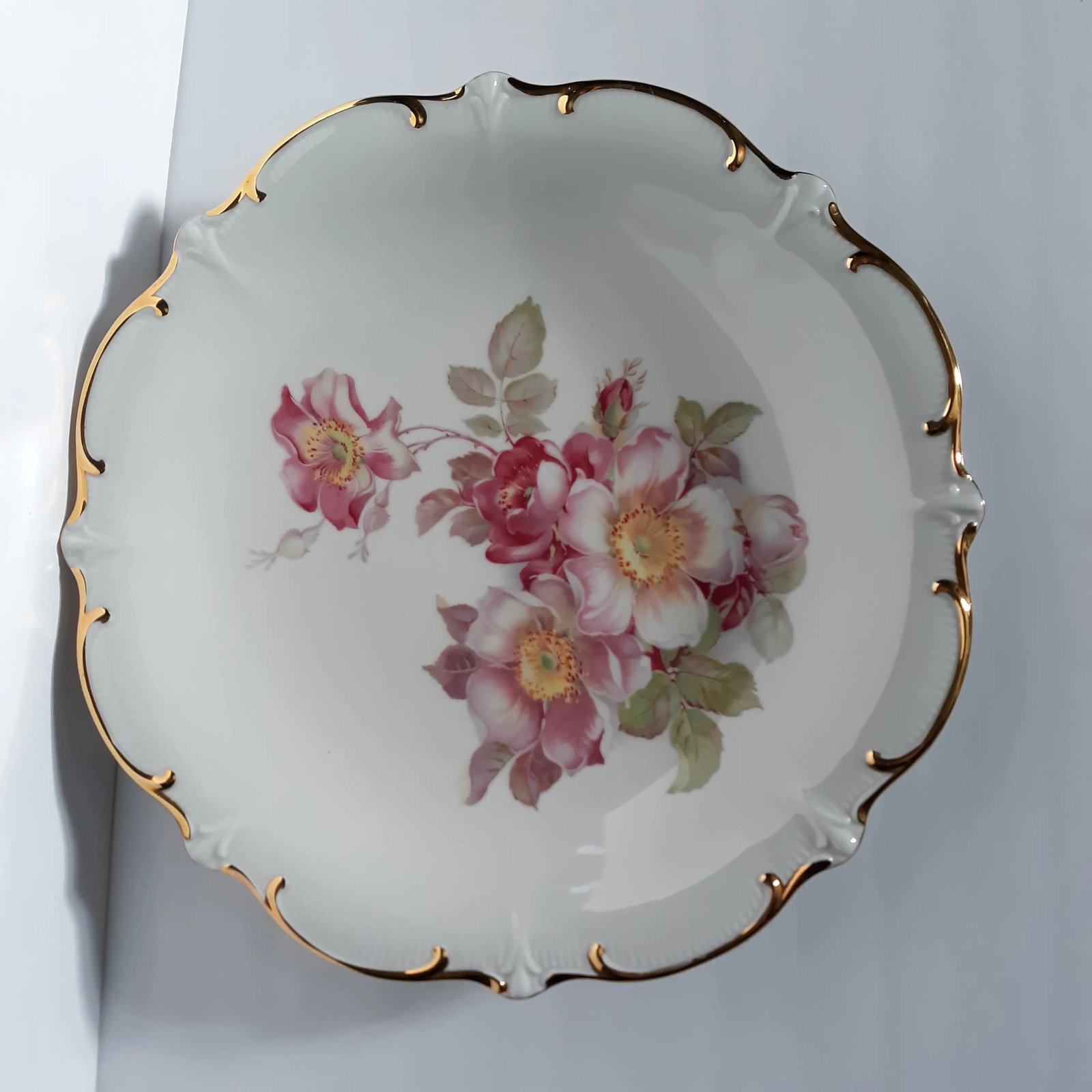 Vintage 1955 Schumann E & R Wild Rose Chop Plate Round Platter - 3