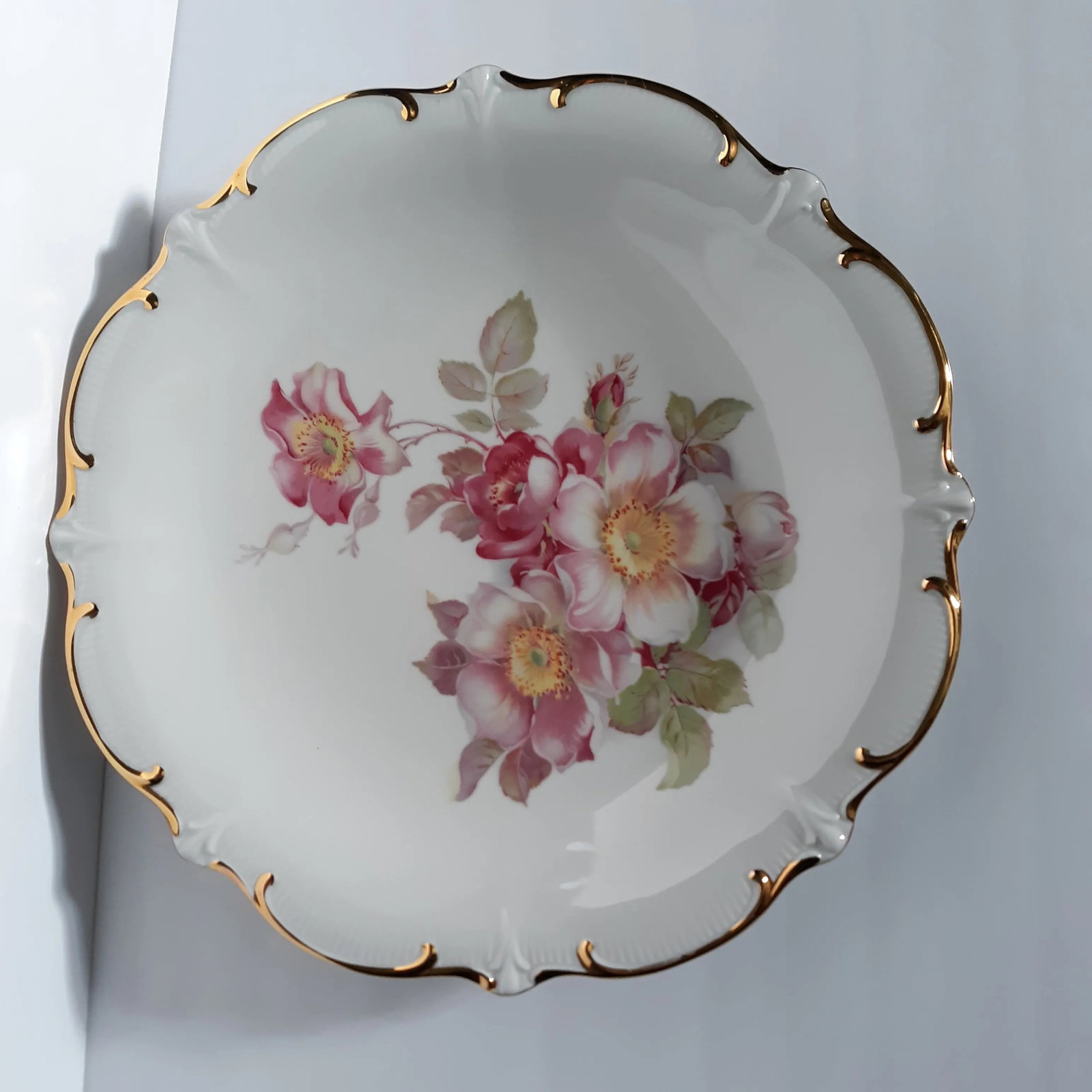 Vintage 1955 Schumann E & R Wild Rose Chop Plate Round Platter - 4
