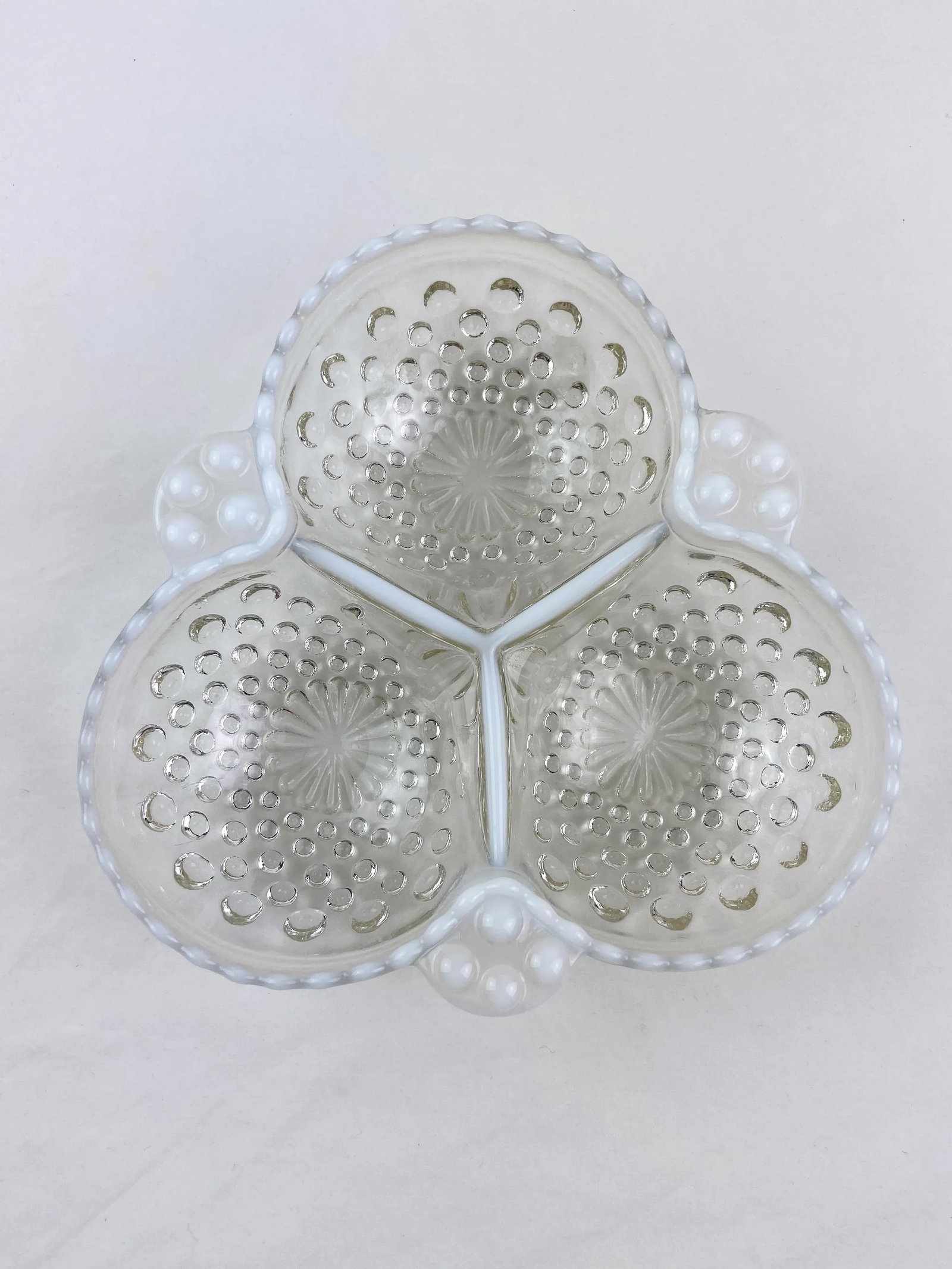 1940's Anchor Hocking Moonstone Opalescent Divided Dish - 4