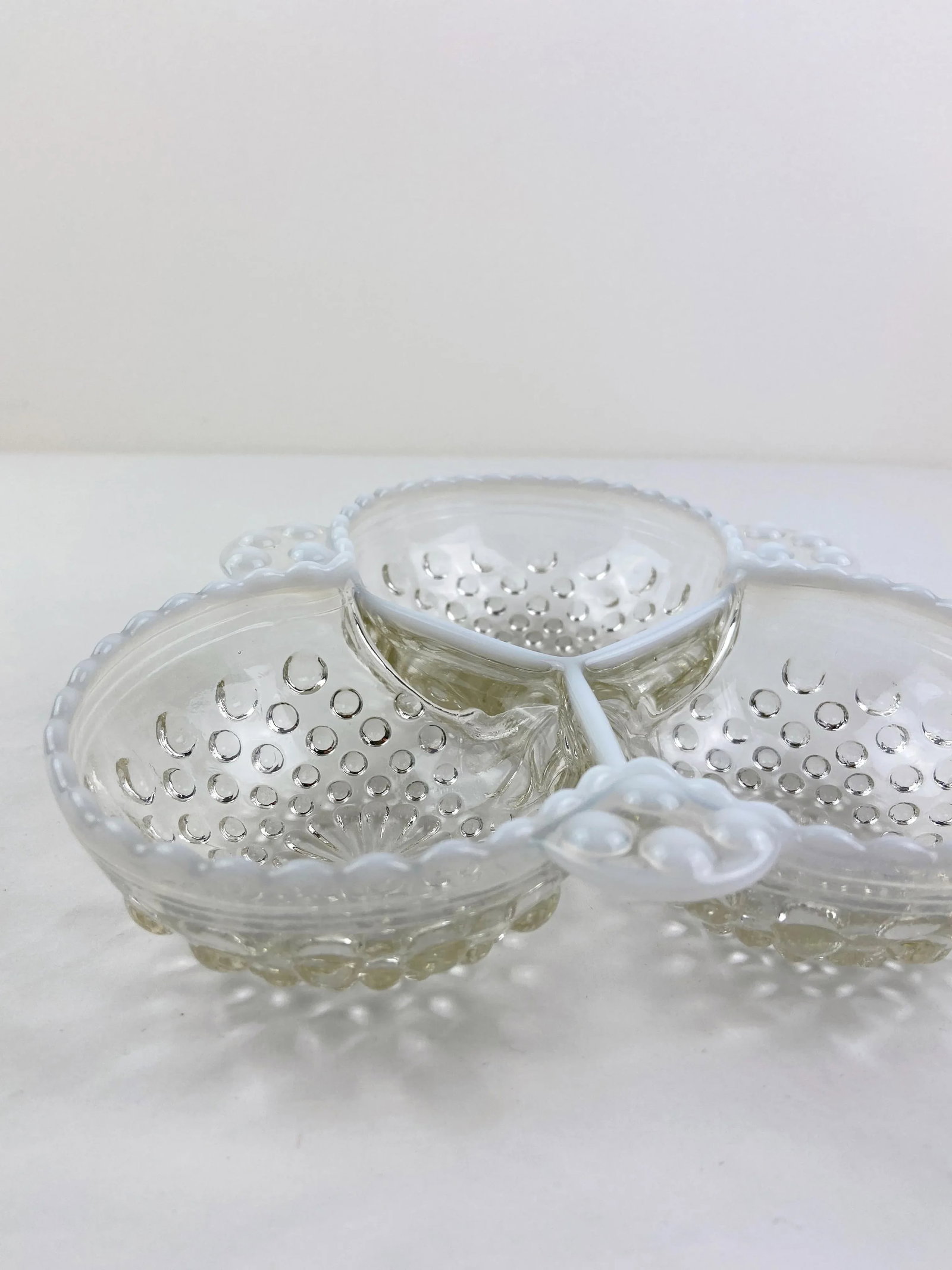 1940's Anchor Hocking Moonstone Opalescent Divided Dish - 6