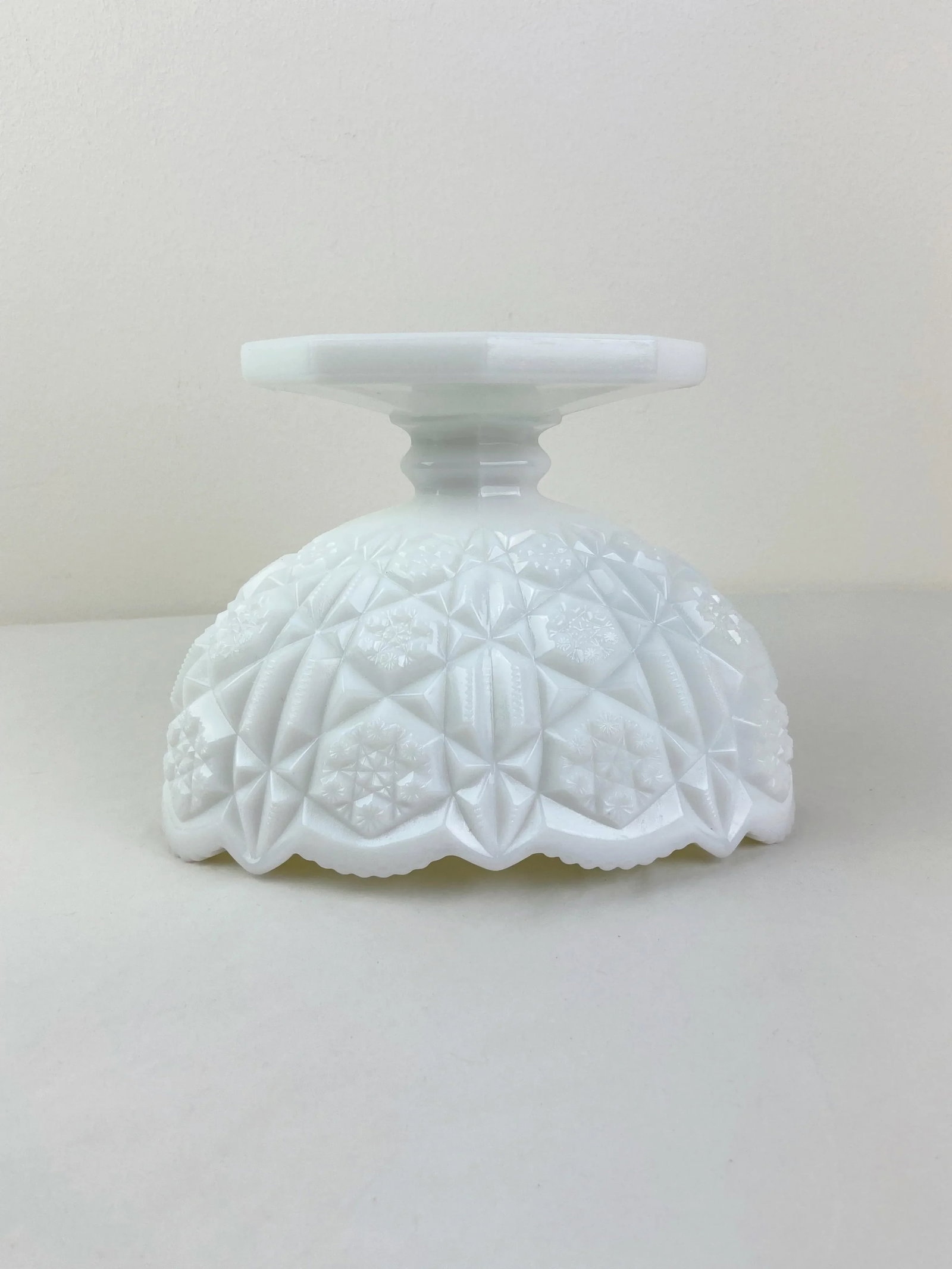 1960s Kemple Toltec Milk Glass White Oval Pedestal Bowl - 7