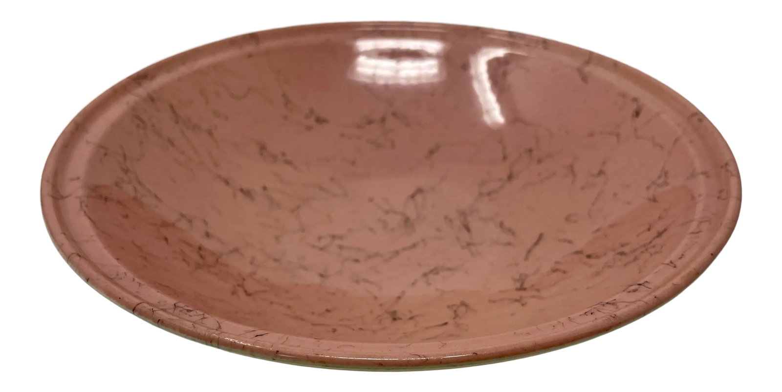 Vintage Blue Ridge Pink & Black Ceramic Splatter Bowl: This lovely Blue Ridge ceramic bowl has a streamlined silhouette. It also has classic black on pink glazing on the interior and white glaze on the exterior. The bowl is large enough for serving or