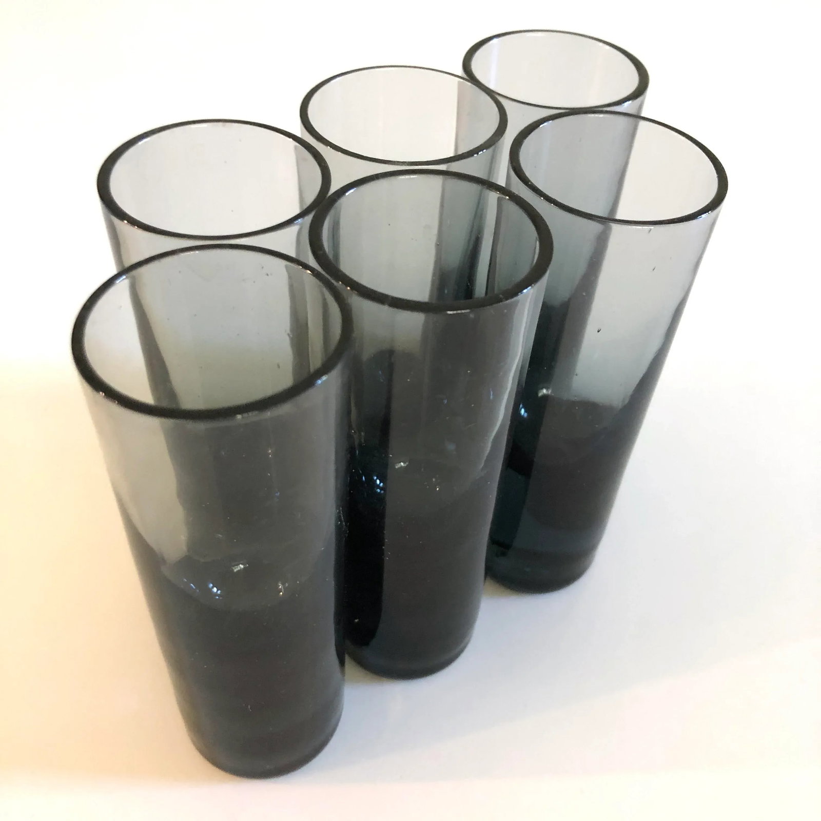 Vintage Gray Smoked Glass Shot Glasses Bud Vases--Set of 6 - 2