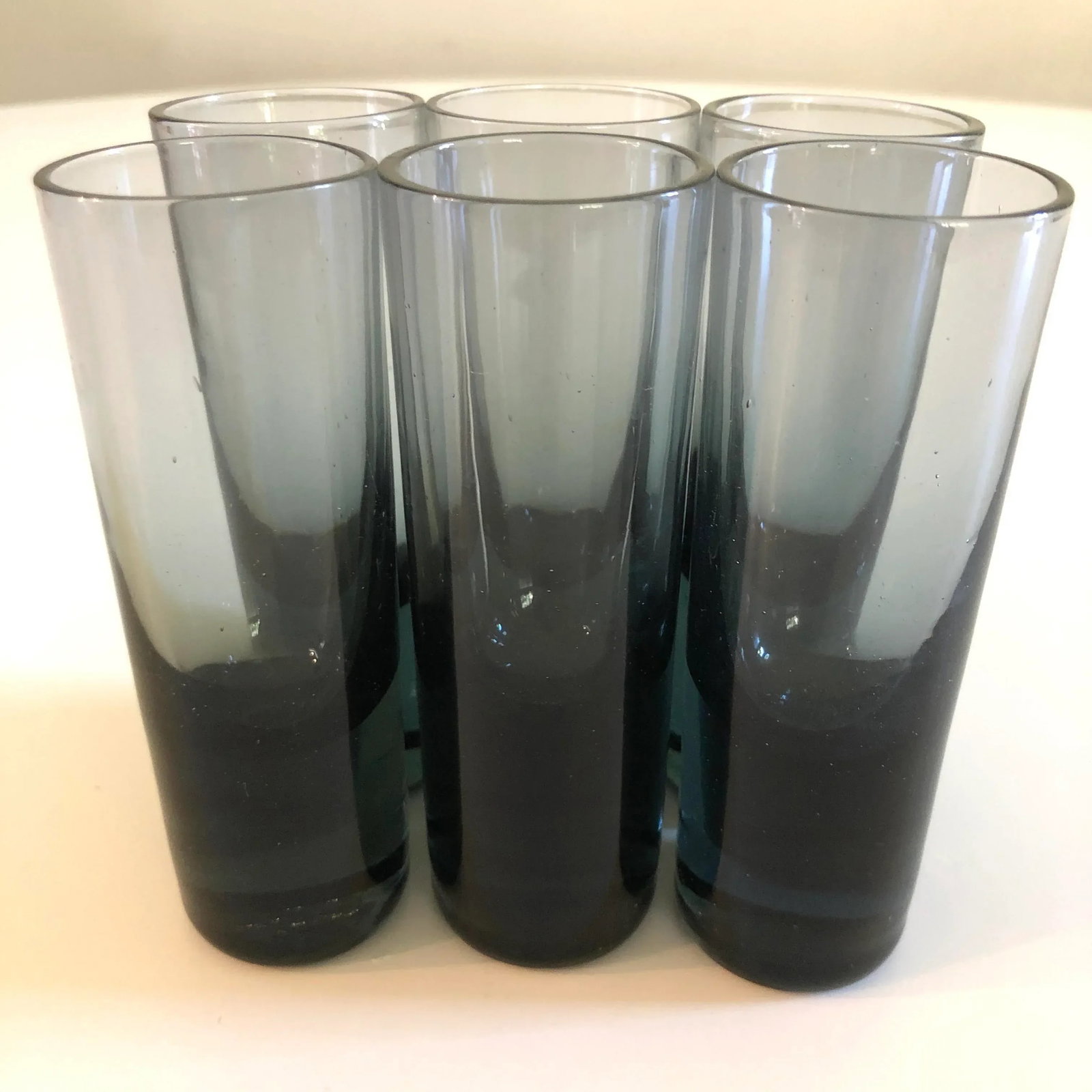 Vintage Gray Smoked Glass Shot Glasses Bud Vases--Set of 6 - 4
