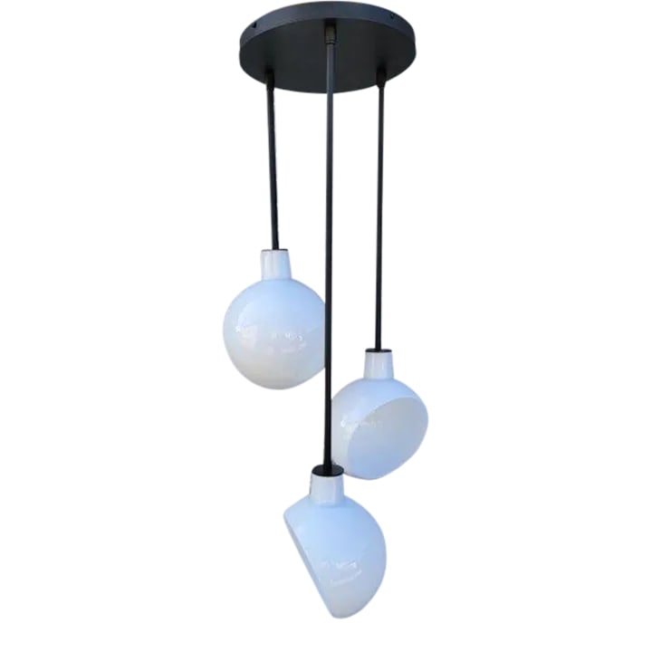 Edendale Angled Opal Hanging 3 Pendant Light Fixture: Edendale 9" Angled Opal Hanging 3 Pendant Light Fixture With a sophisticated design combined with technical complexity, the Edendale 3-Light Pendant is a modern piece that makes a big statement. Handb