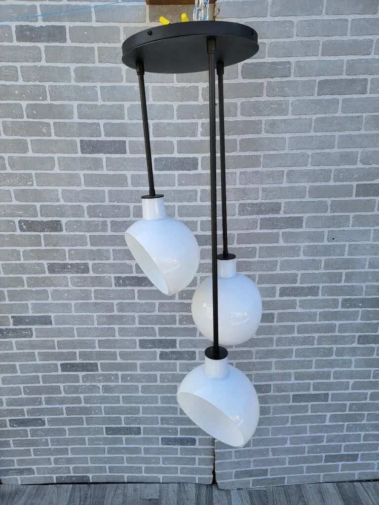 Edendale Angled Opal Hanging 3 Pendant Light Fixture - 3