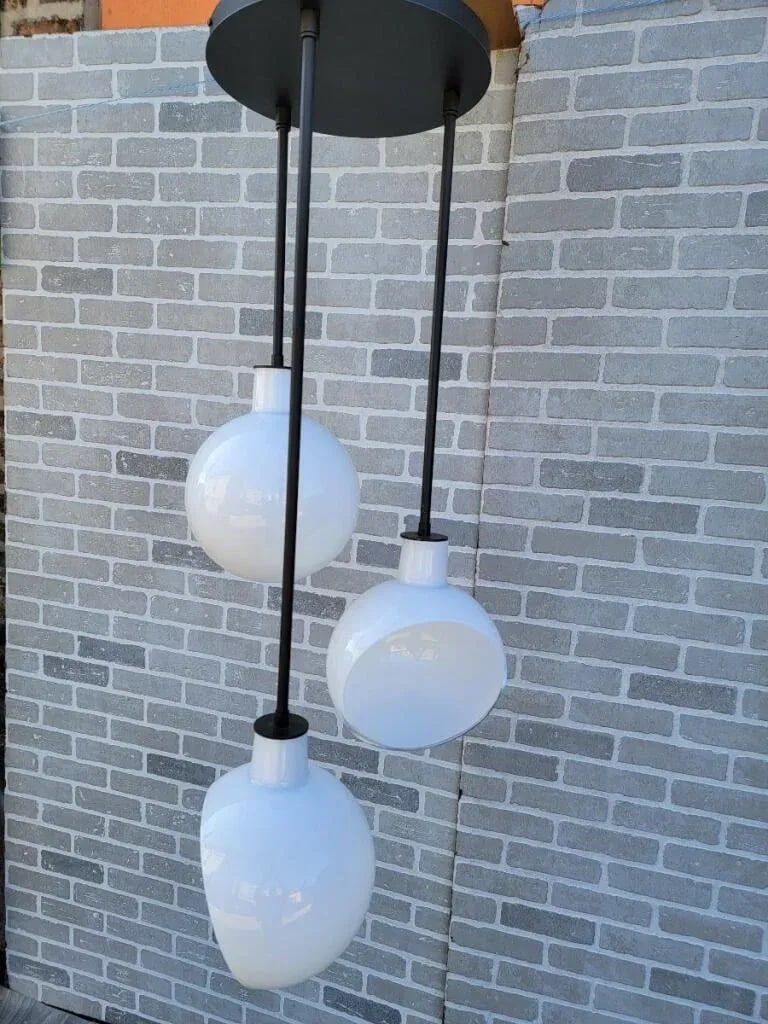 Edendale Angled Opal Hanging 3 Pendant Light Fixture - 5