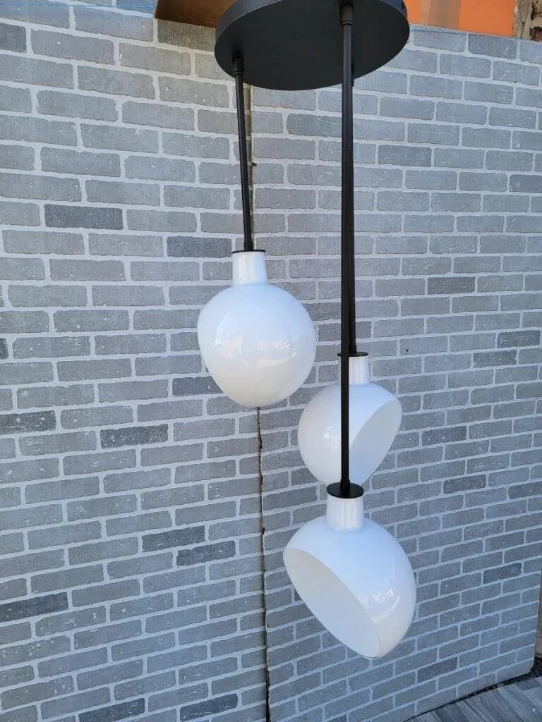 Edendale Angled Opal Hanging 3 Pendant Light Fixture - 7
