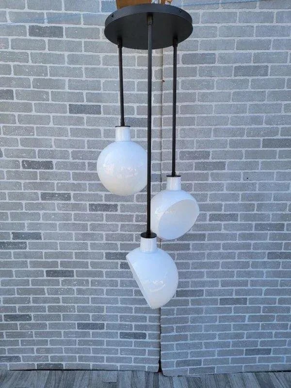 Edendale Angled Opal Hanging 3 Pendant Light Fixture - 8