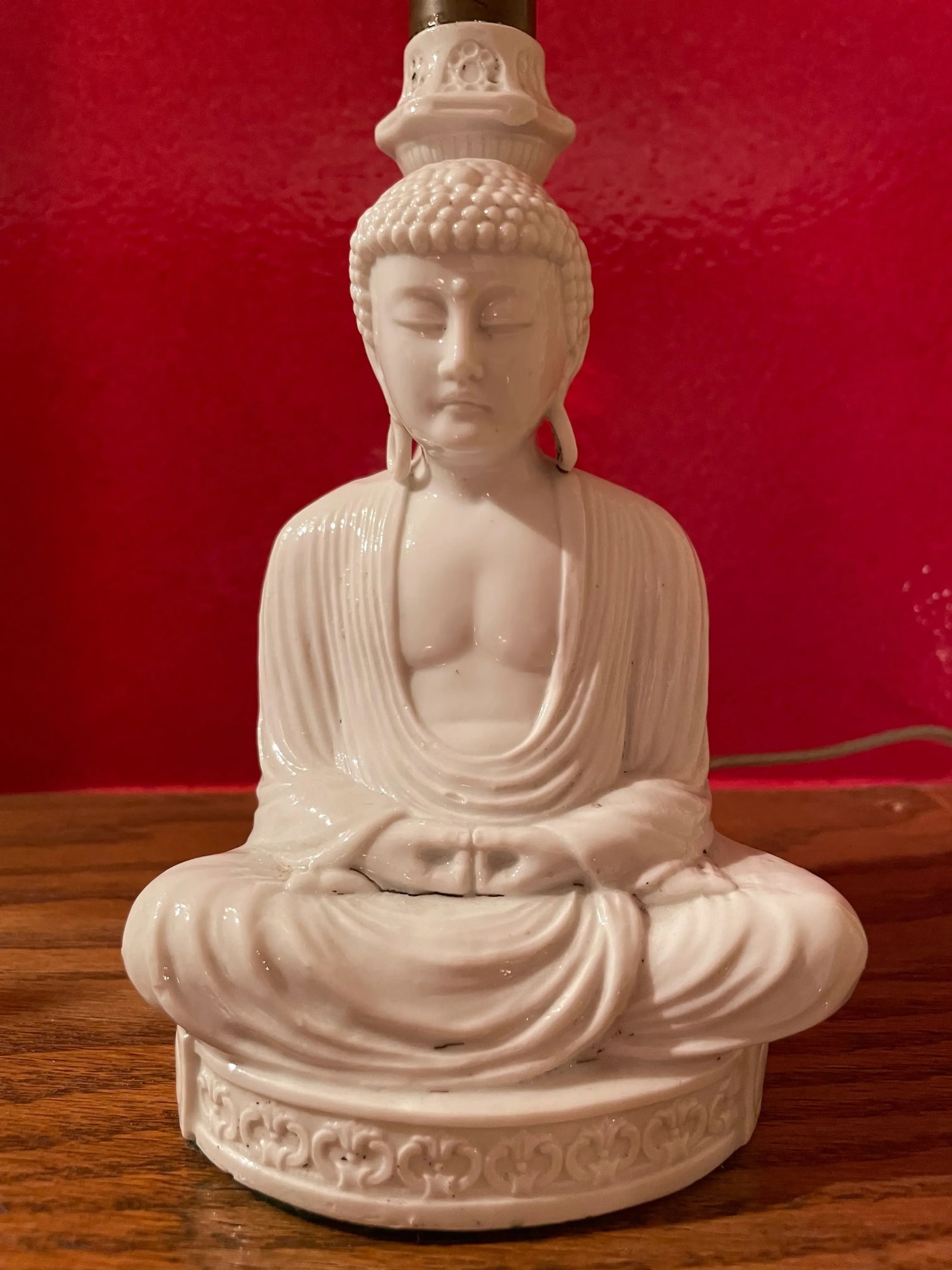 1920s Small Blanc De Chine Seated Buddha Lamp - 5