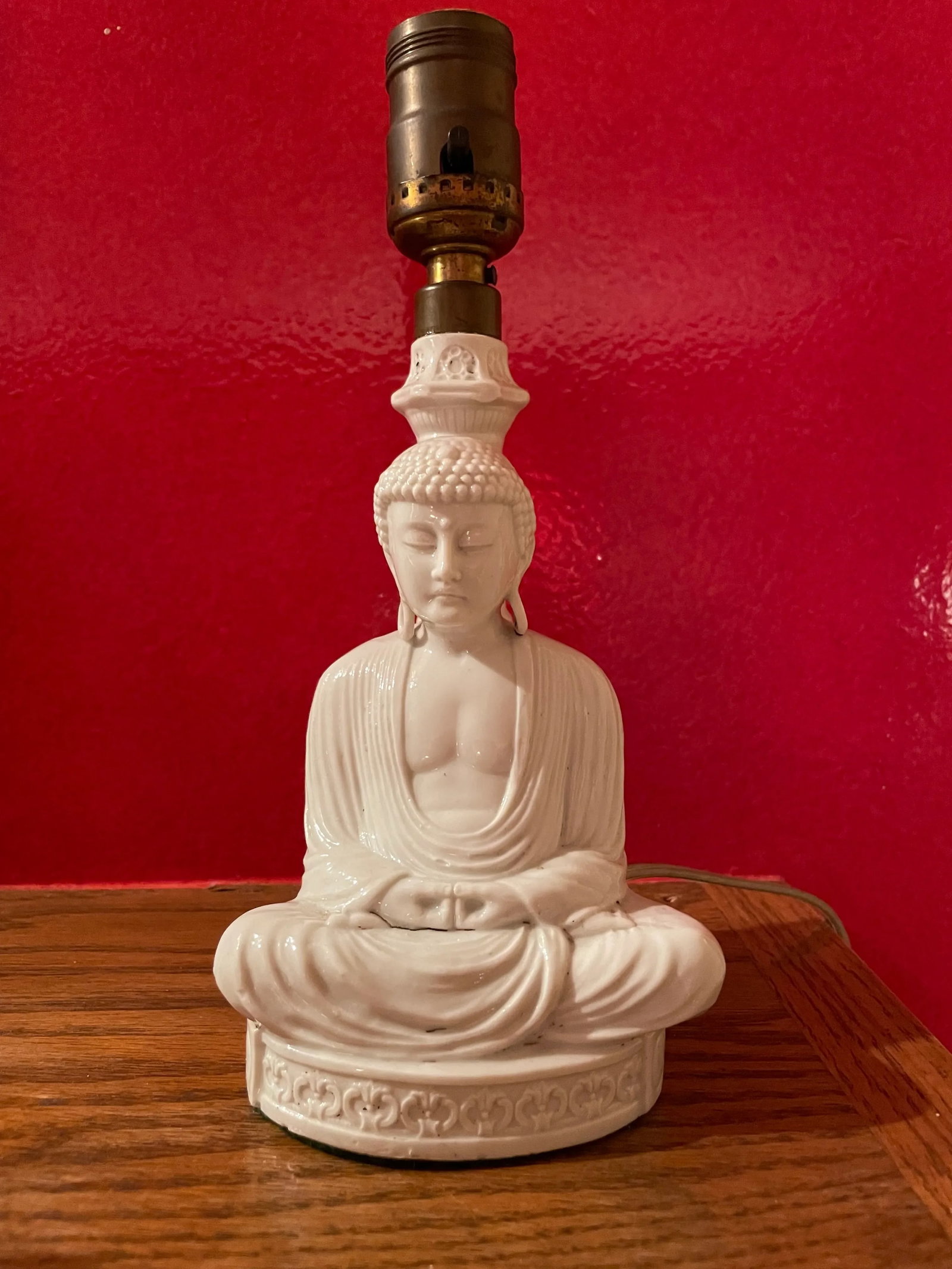 1920s Small Blanc De Chine Seated Buddha Lamp - 6